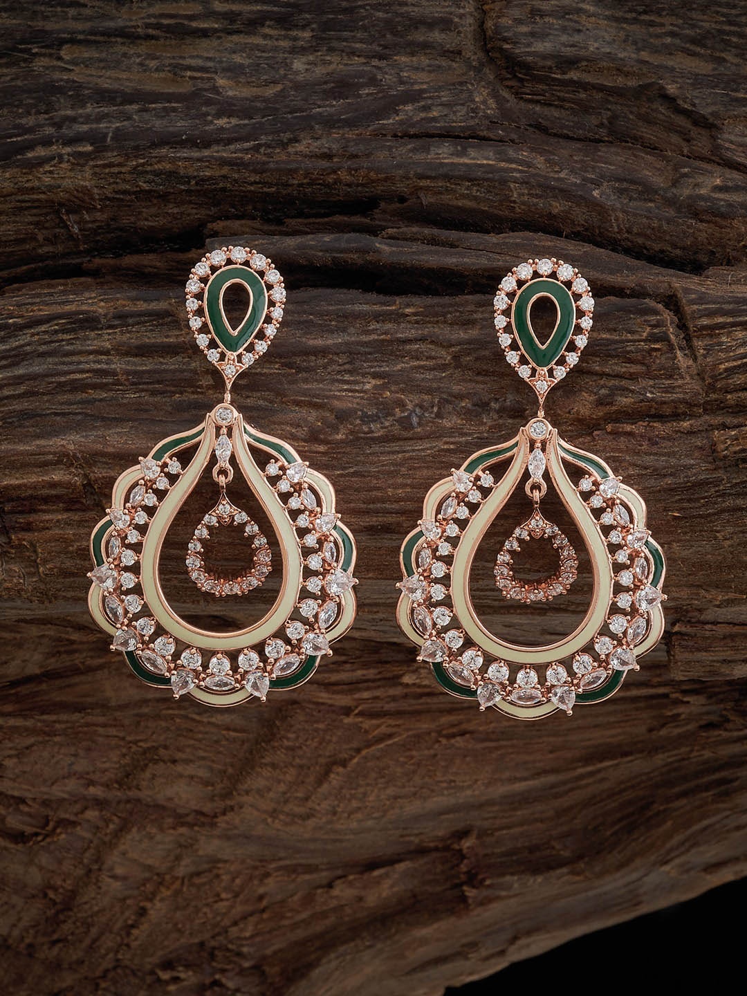 

Kushal's Fashion Jewellery Rose Gold Plated CZ Studded Classic Drop Earrings