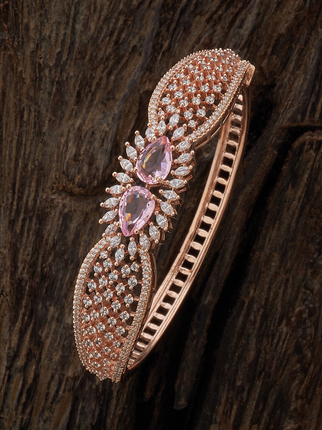 

Kushal's Fashion Jewellery Rose Gold-Plated Cubic Zirconia Bangle-Style Bracelet