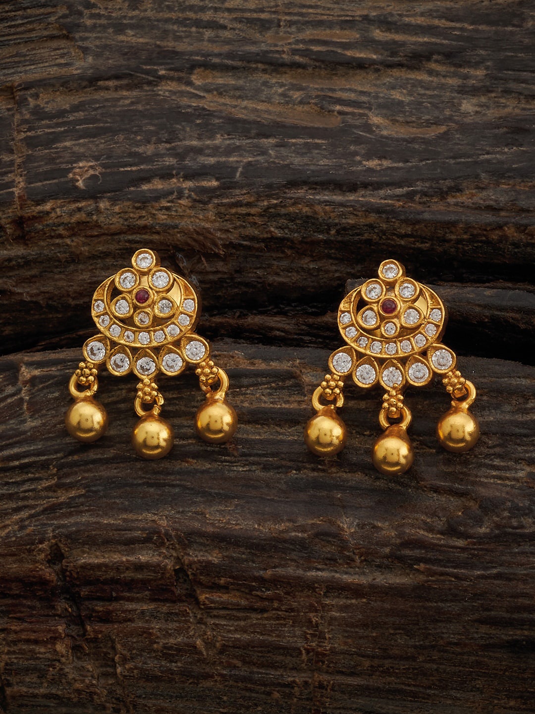 

Kushal's Fashion Jewellery Gold Plated 92.5 Pure Silver Stone Studded Classic Drop Earrings