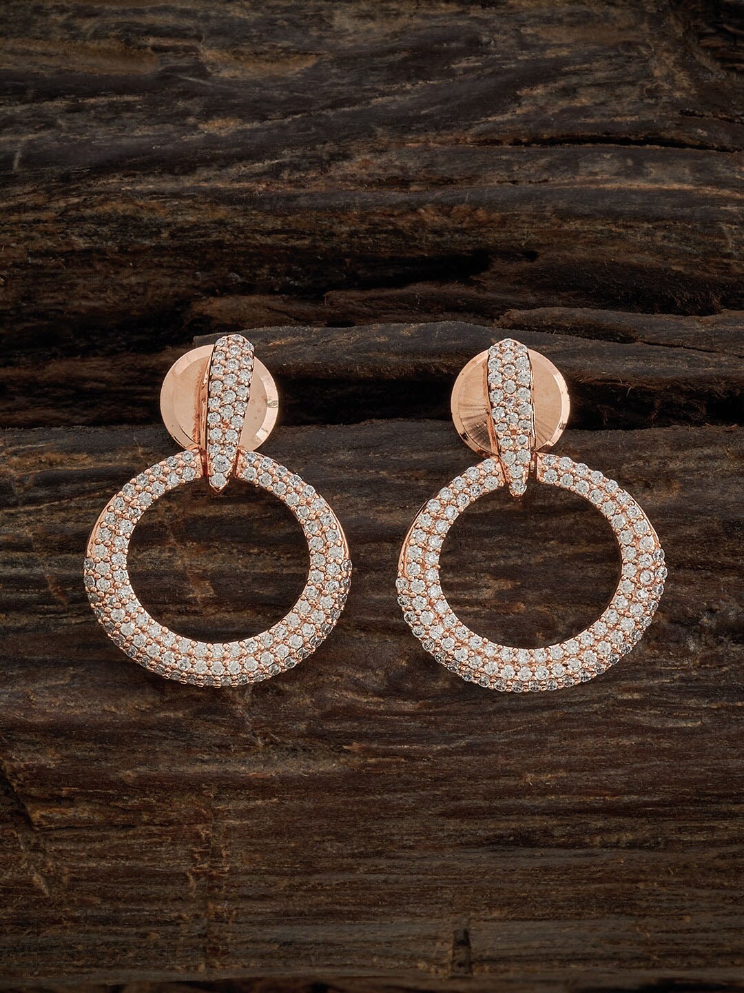 

Kushal's Fashion Jewellery Rose Gold Plated CZ Studded Classic Drop Earrings