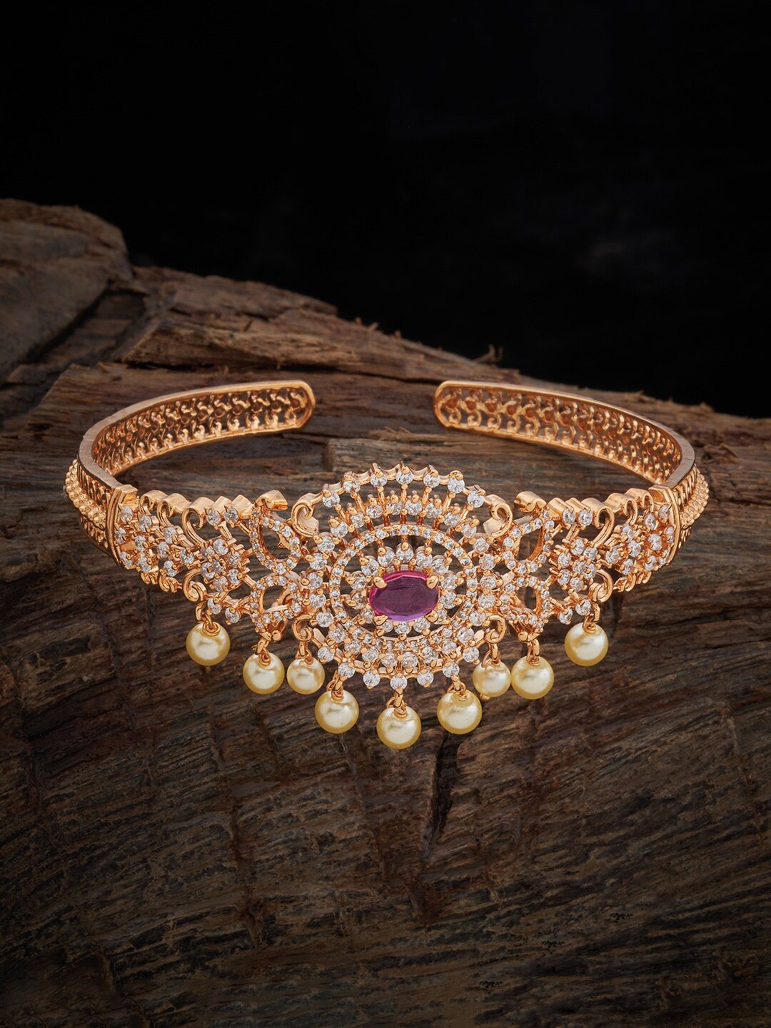 

Kushal's Fashion Jewellery Gold-Plated Cubic Zirconia Armlet Bracelet