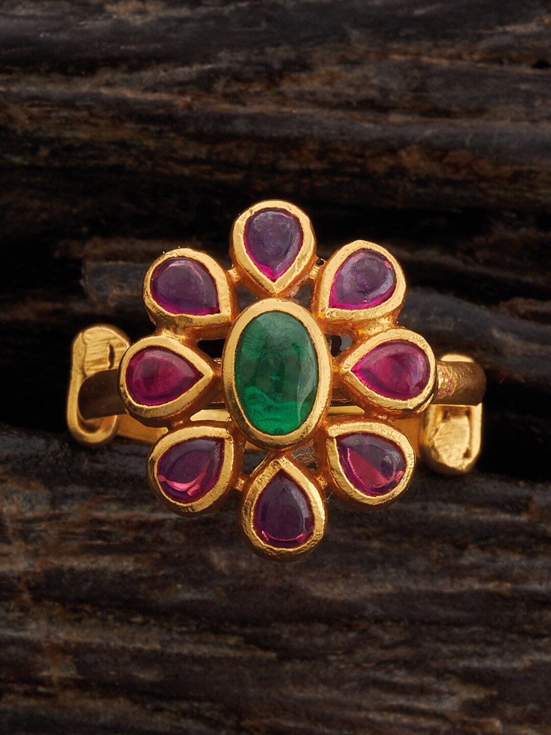 

Kushal's Fashion Jewellery Gold Plated Temple Silver Finger Ring