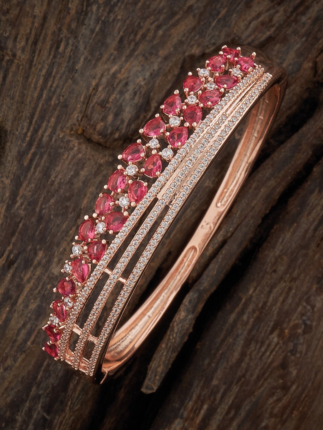 

Kushal's Fashion Jewellery Rose Gold-Plated Cubic Zirconia Bangle-Style Bracelet