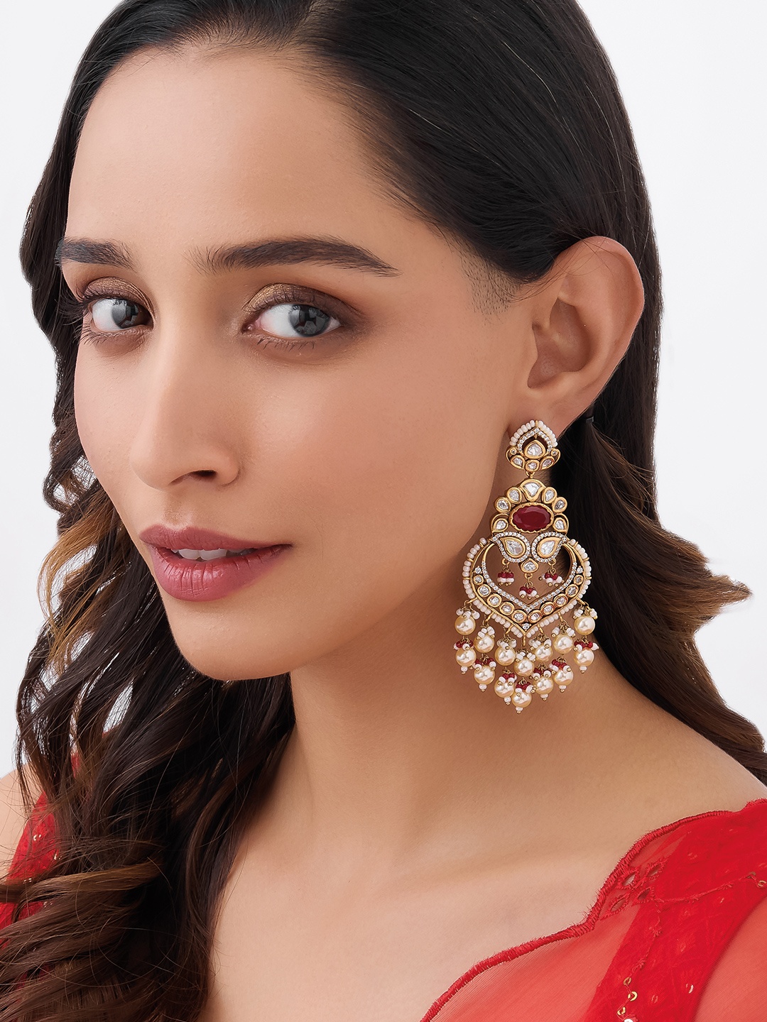 

Kushal's Fashion Jewellery Gold-Plated Kundan-Studded Classic Drop Earrings