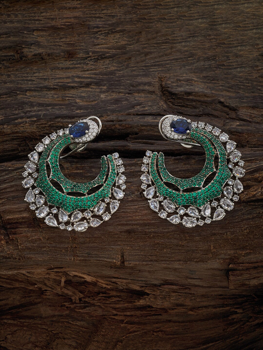 

Kushal's Fashion Jewellery Rhodium-Plated Cubic Zirconia Classic Stud Earrings, Green