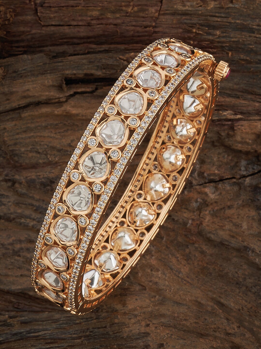 

Kushal's Fashion Jewellery Kundan Studded Ethnic Bangle, White