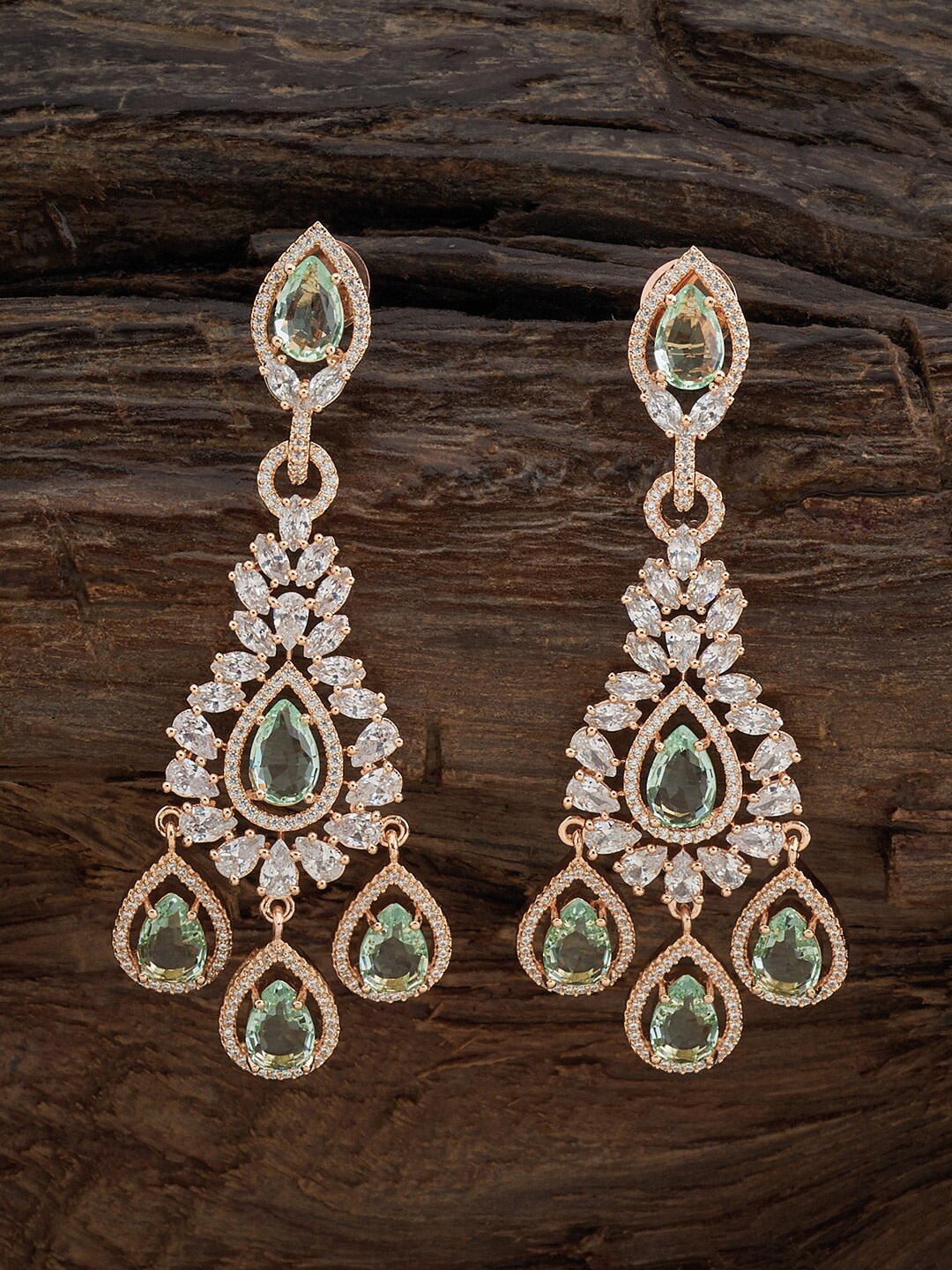 

Kushal's Fashion Jewellery Rose Gold-Plated Zircon-Studded Classic Drop Earrings