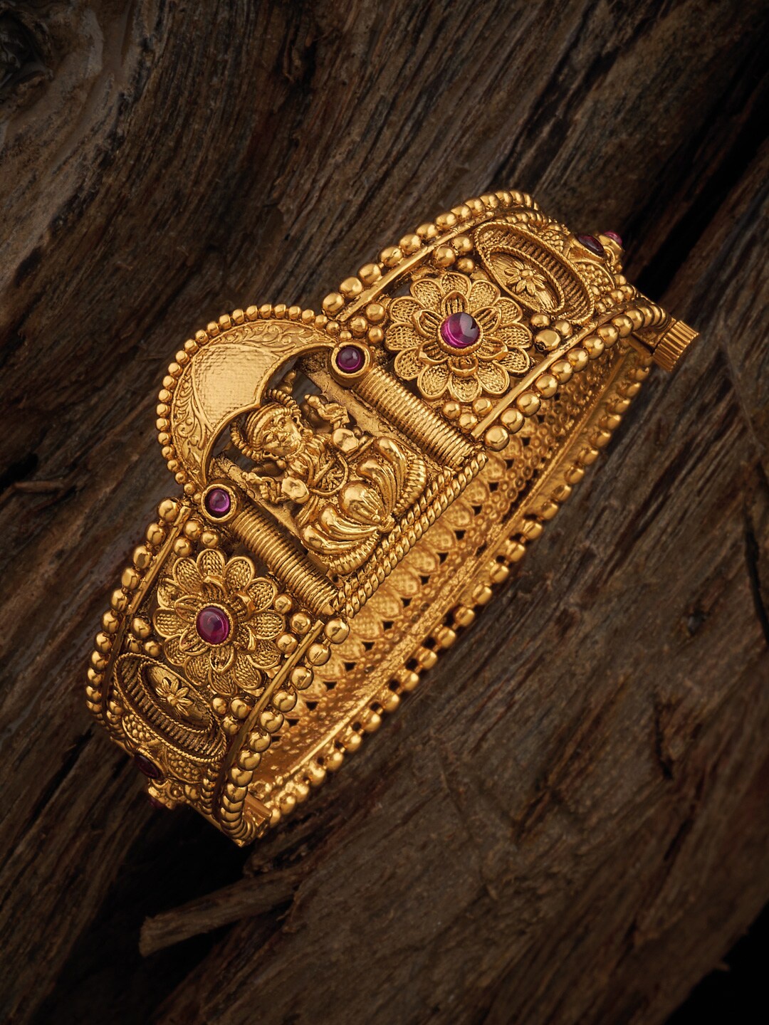 

Kushal's Fashion Jewellery Antique Gold-Plated Kada Bracelet