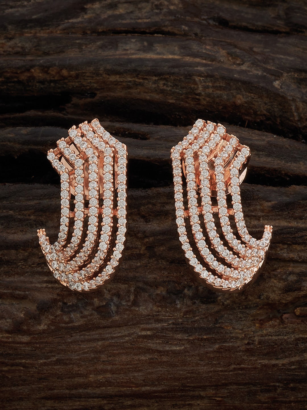 

Kushal's Fashion Jewellery Rose Gold-Plated Zircon-Studded Classic Studs Earrings
