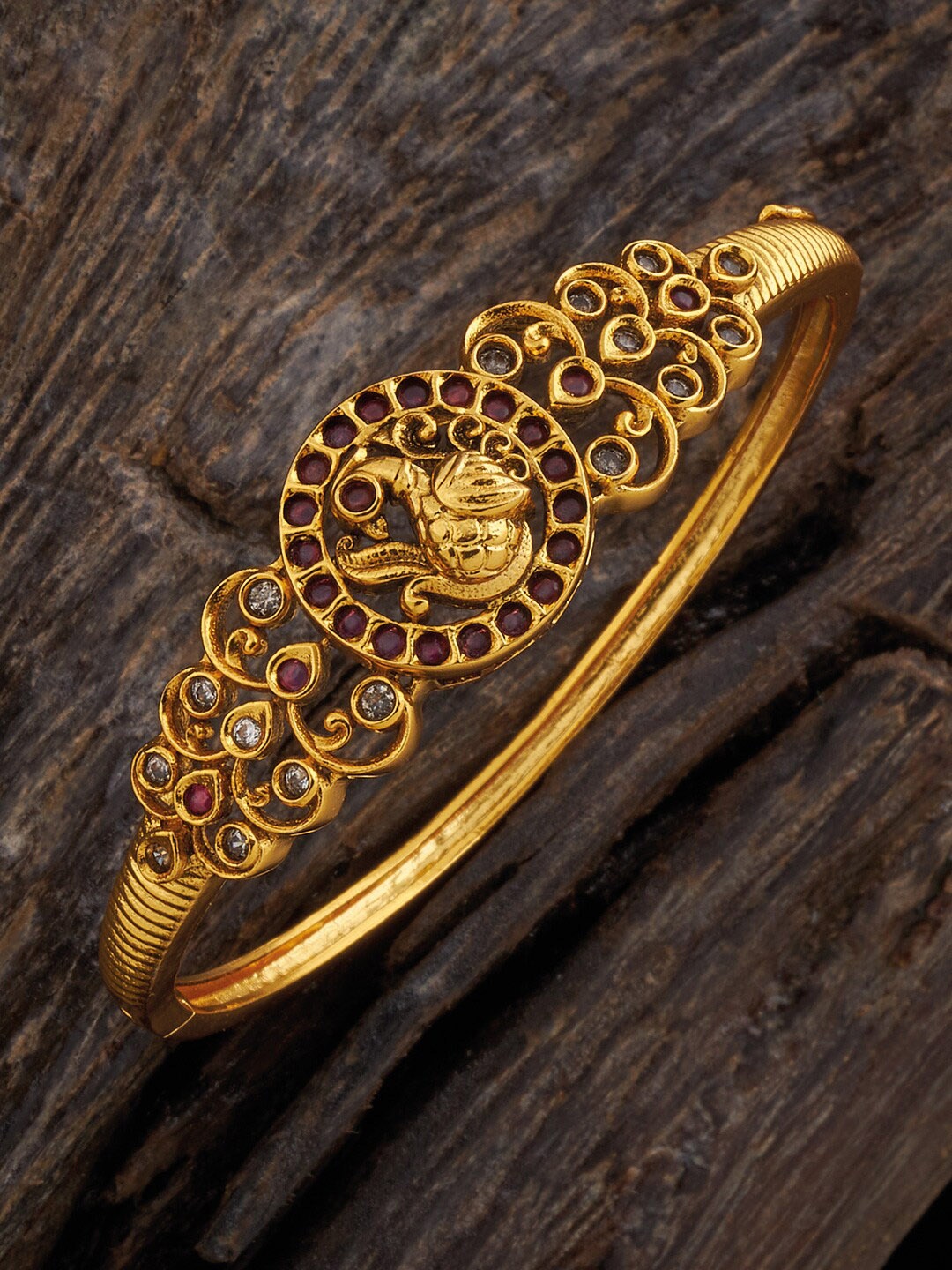 

Kushal's Fashion Jewellery Antique Gold-Plated Kada Bracelet