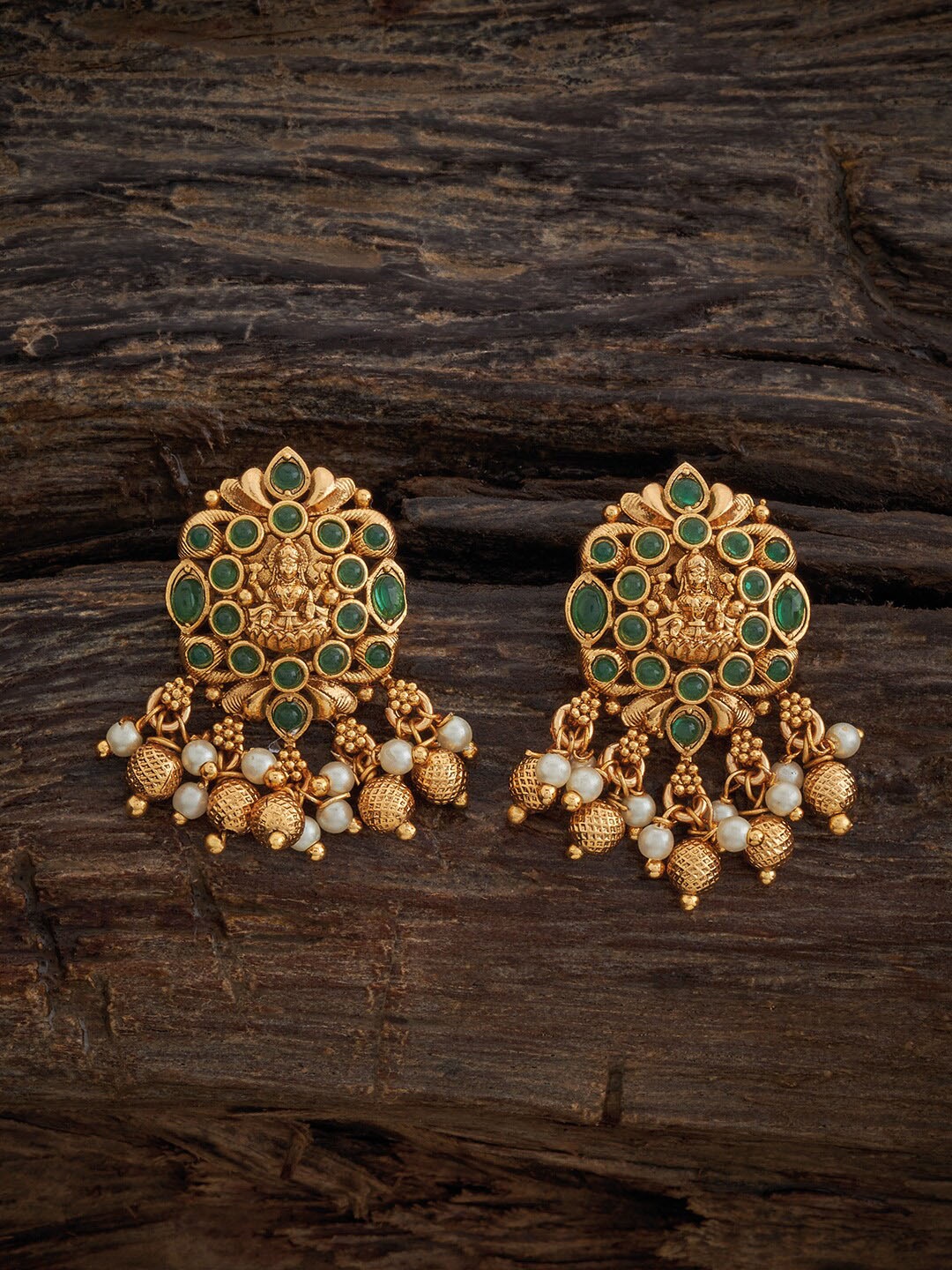 

Kushal's Fashion Jewellery Gold-Plated Classic Antique Studs Earrings