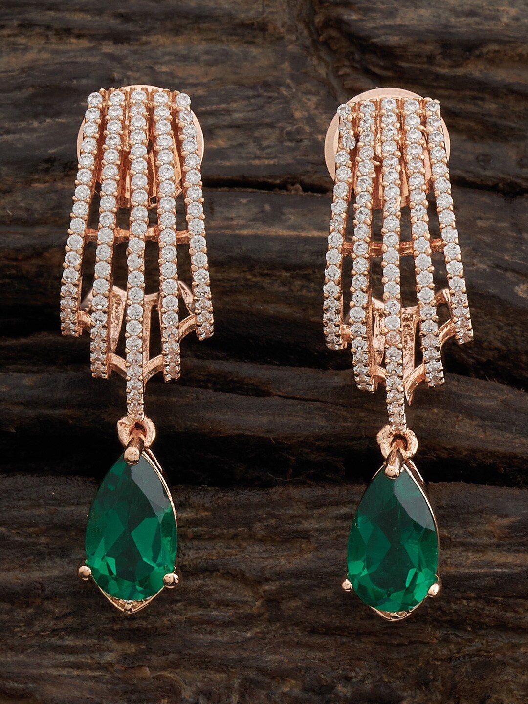 

Kushal's Fashion Jewellery Rose Gold-Plated Contemporary Drop Earrings, Green