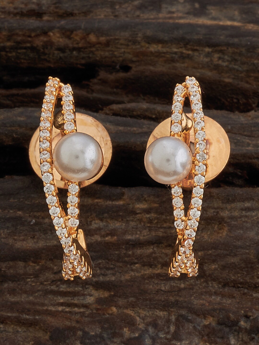 

Kushal's Fashion Jewellery Gold-Plated Zircon Studded Stud Earring
