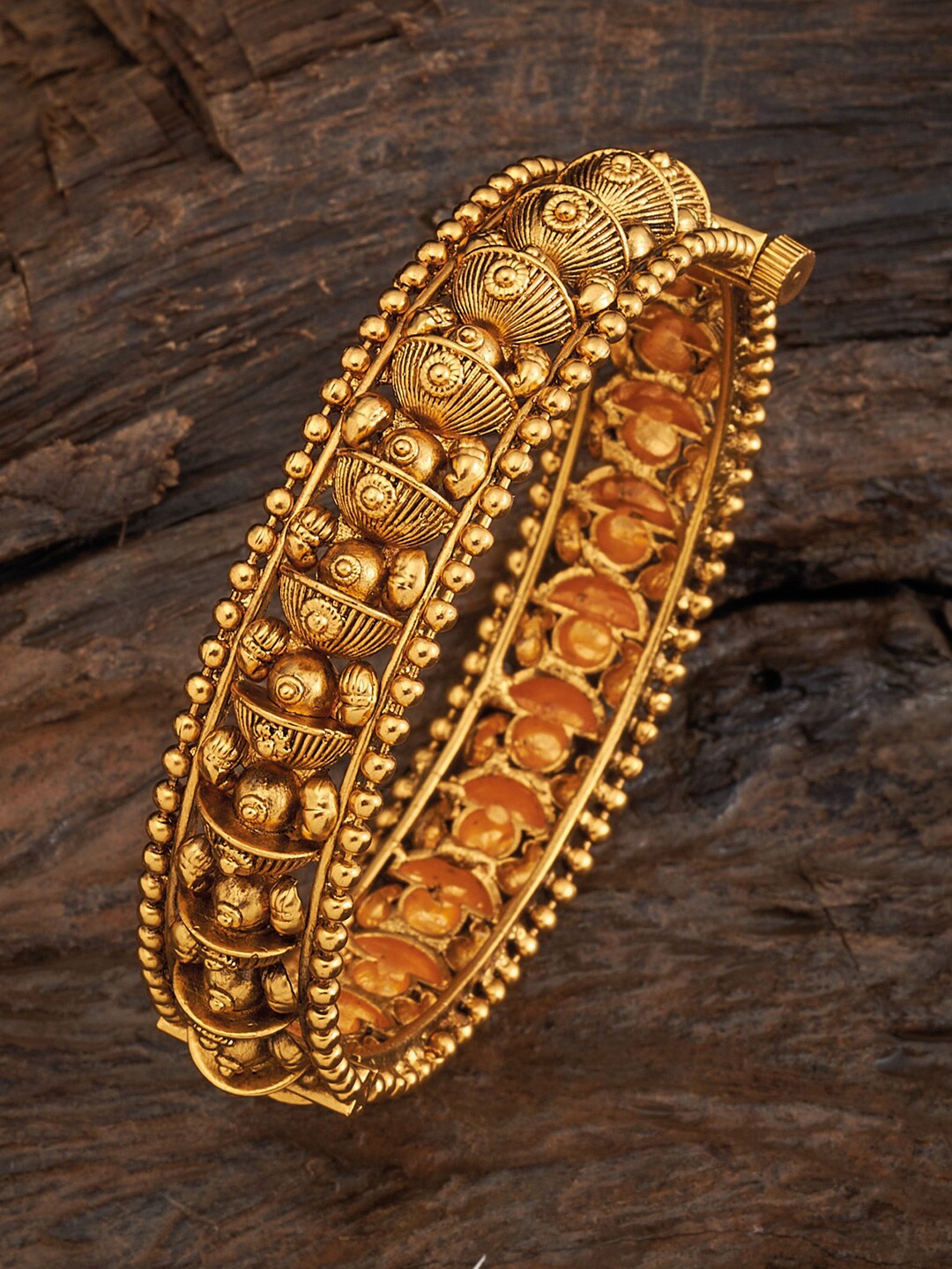 

Kushal's Fashion Jewellery Gold Plated Ethnic Antique Bangles