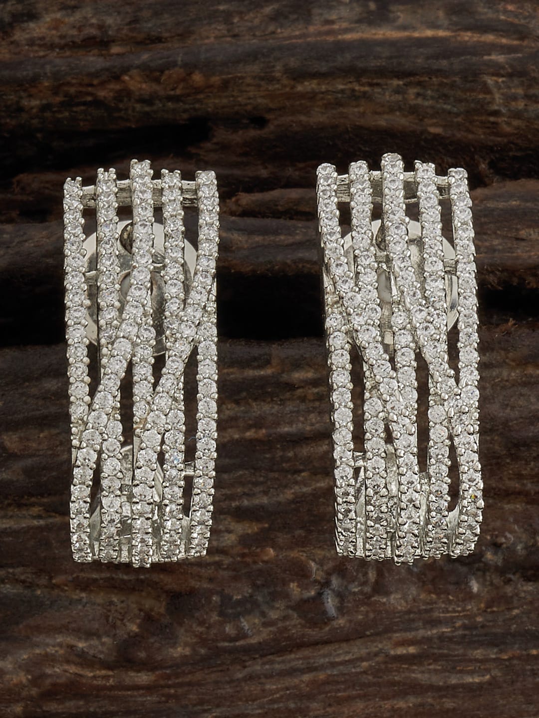 

Kushal's Fashion Jewellery Rhodium-Plated Classic Half Hoop Earrings, White