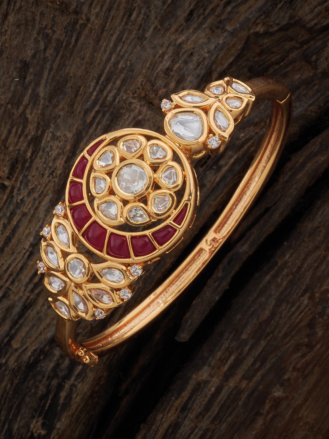 

Kushal's Fashion Jewellery Gold-Plated Kundan Kada Bracelet