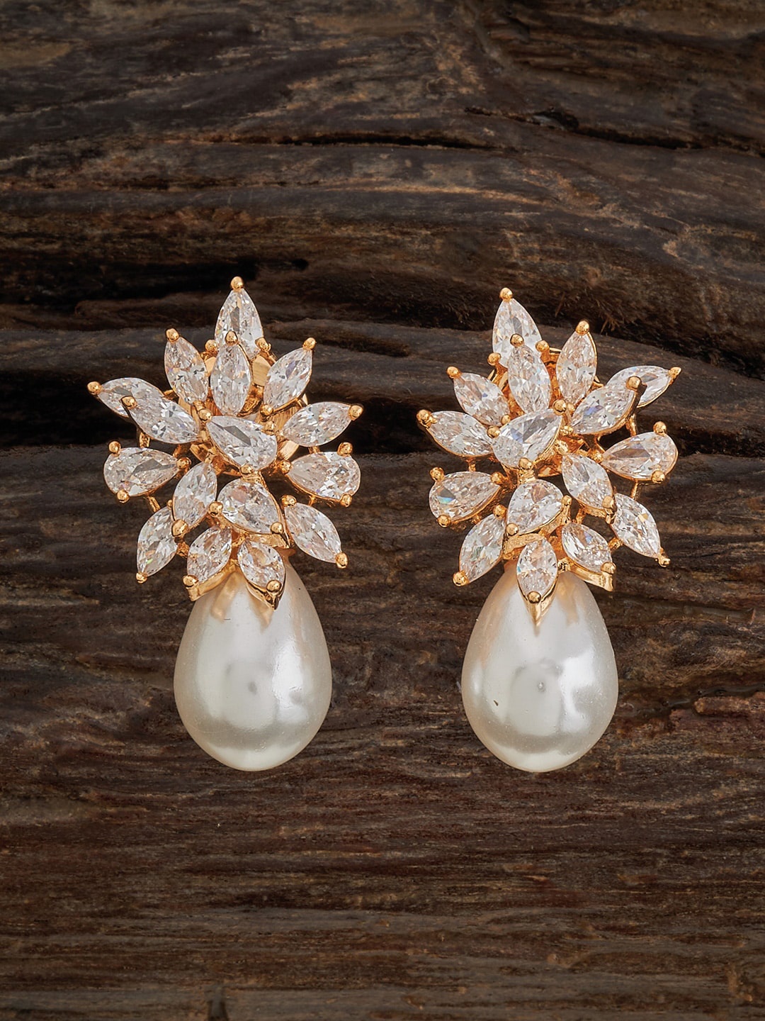

Kushal's Fashion Jewellery Gold-Plated Cubic Zirconia Classic Drop Earrings