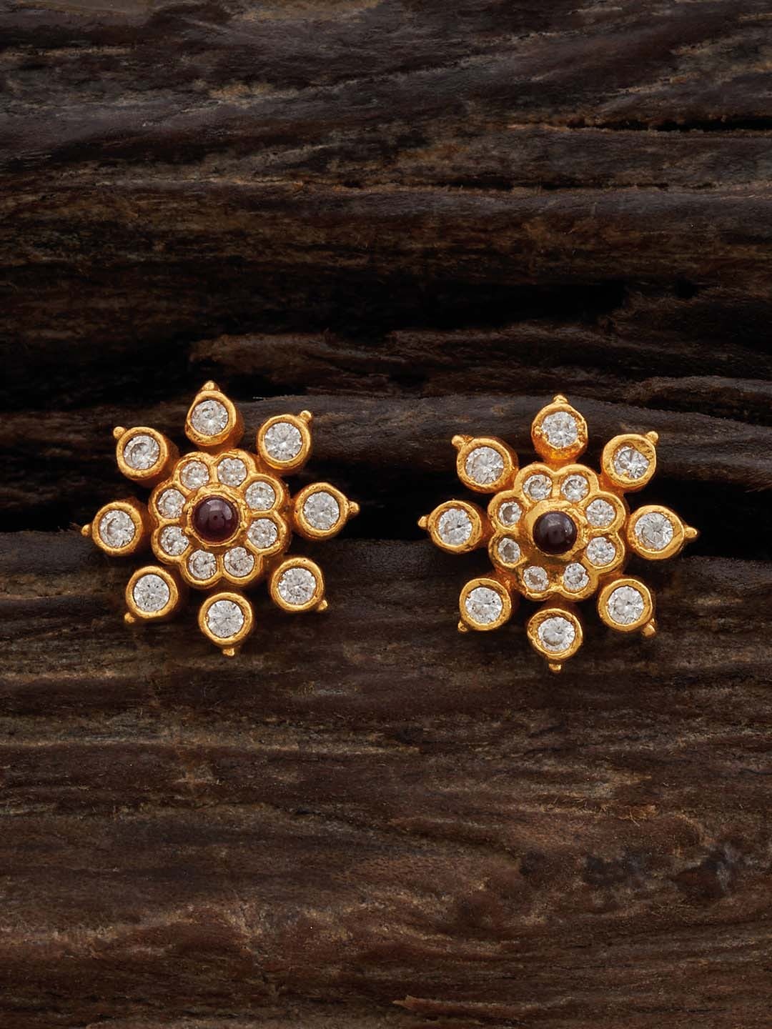 

Kushal's Fashion Jewellery Gold-Plated Classic 92.5 Pure Silver Temple Studs Earrings