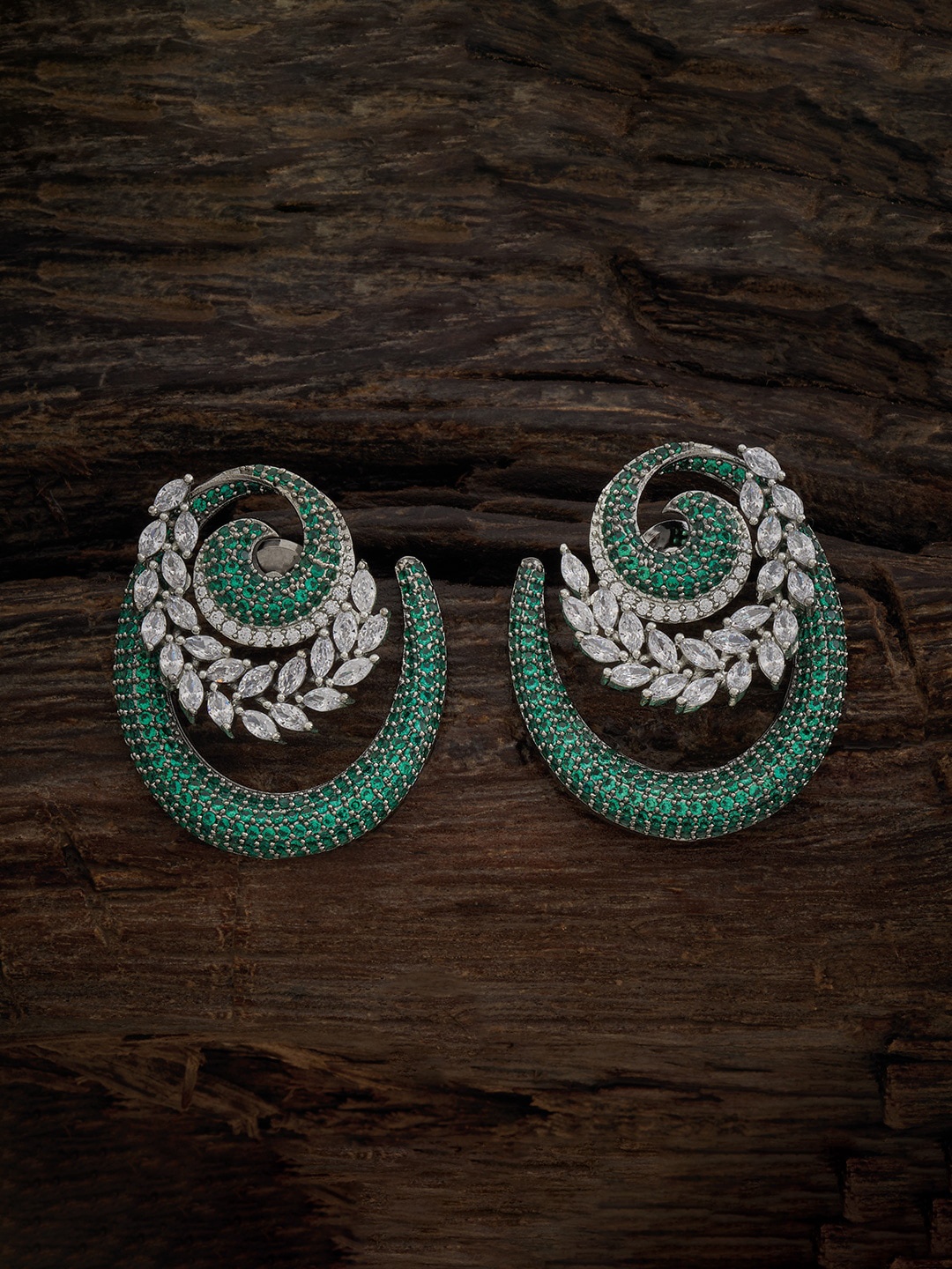 

Kushal's Fashion Jewellery Rhodium-Plated Zircon Stud Earrings, Silver