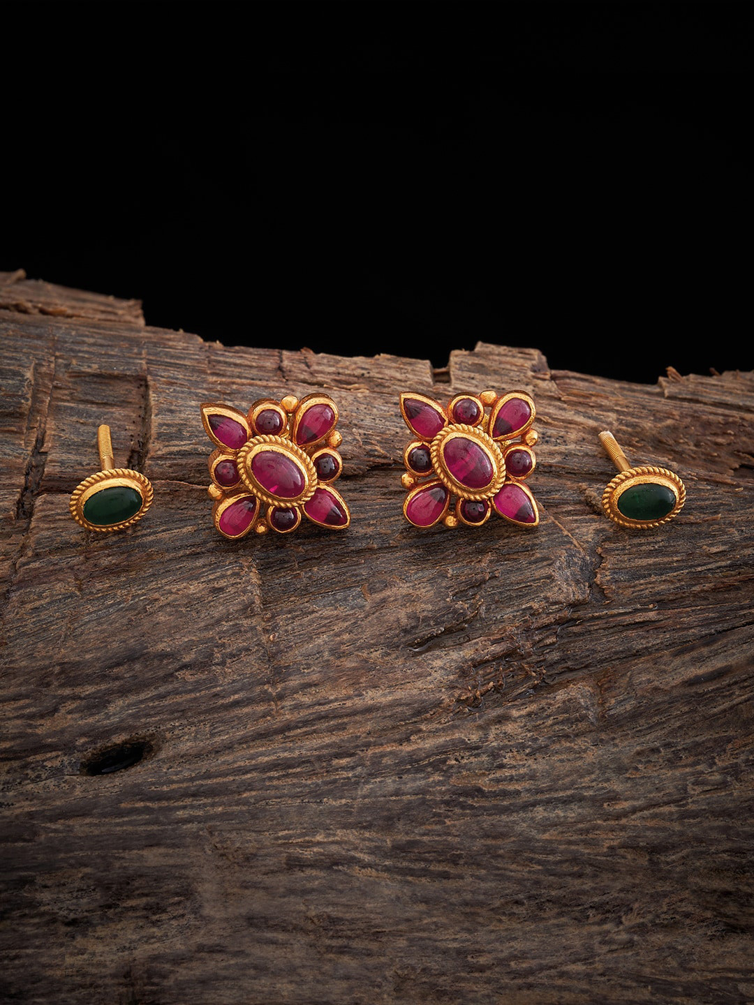 

Kushal's Fashion Jewellery Set Of 2 92.5 Pure Silver Gold-Plated Reversible Classic Studs Earrings