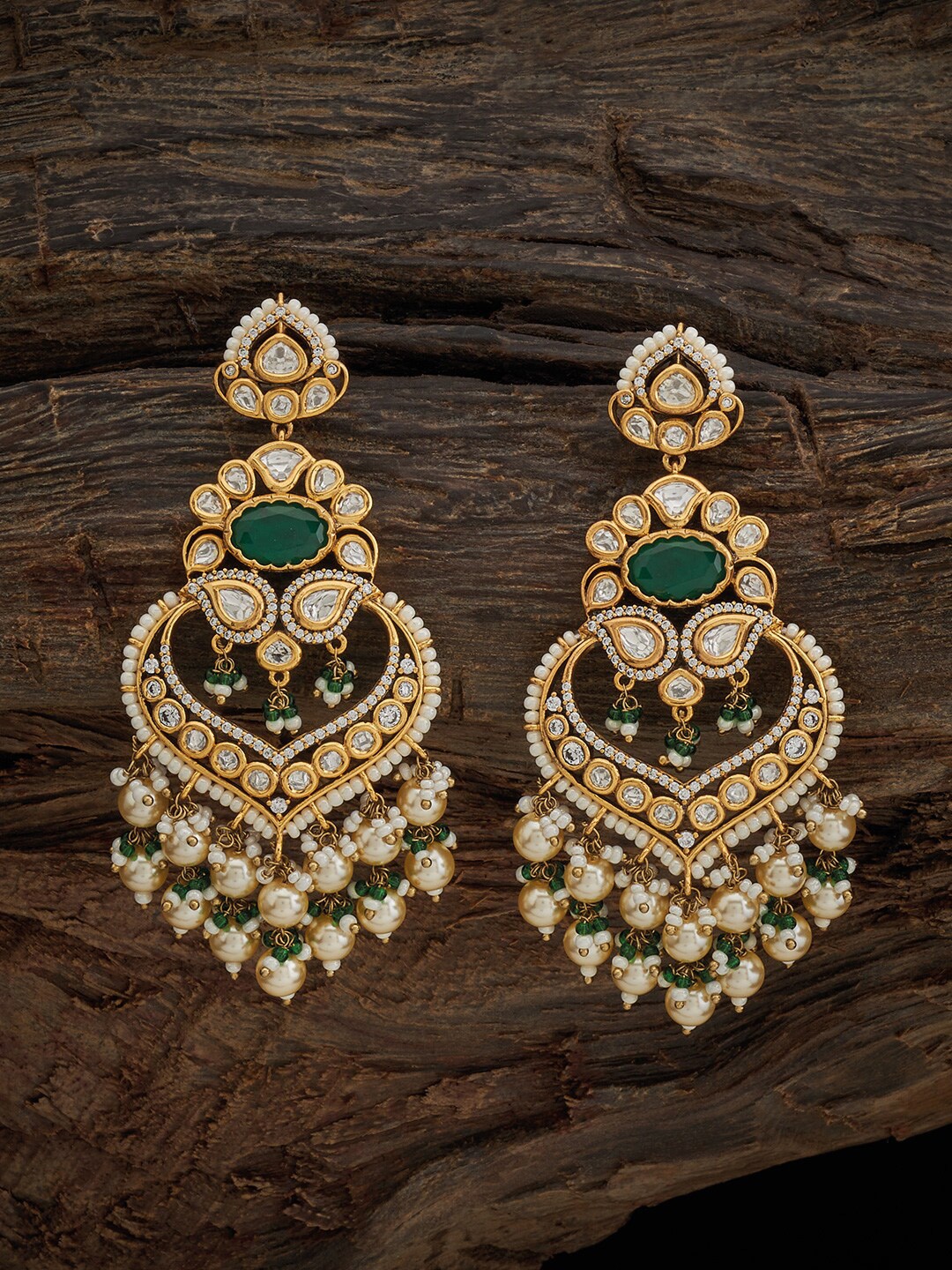 

Kushal's Fashion Jewellery Kundan Studded Classic Drop Earrings, Gold