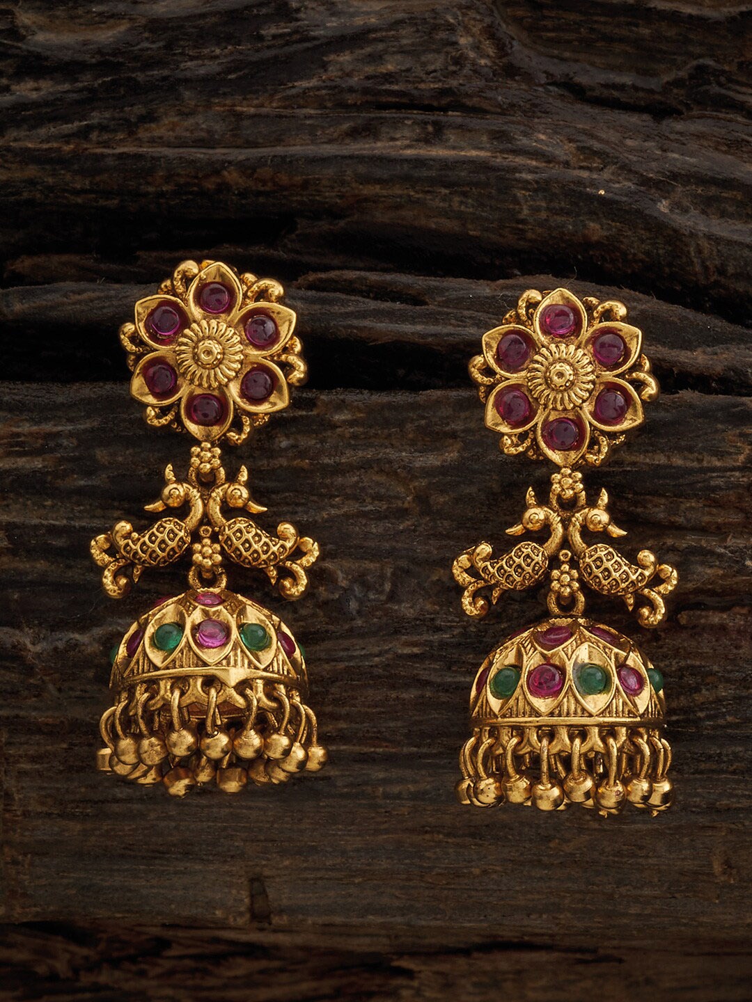 

Kushal's Fashion Jewellery Gold Plated Classic Temple Jhumkas