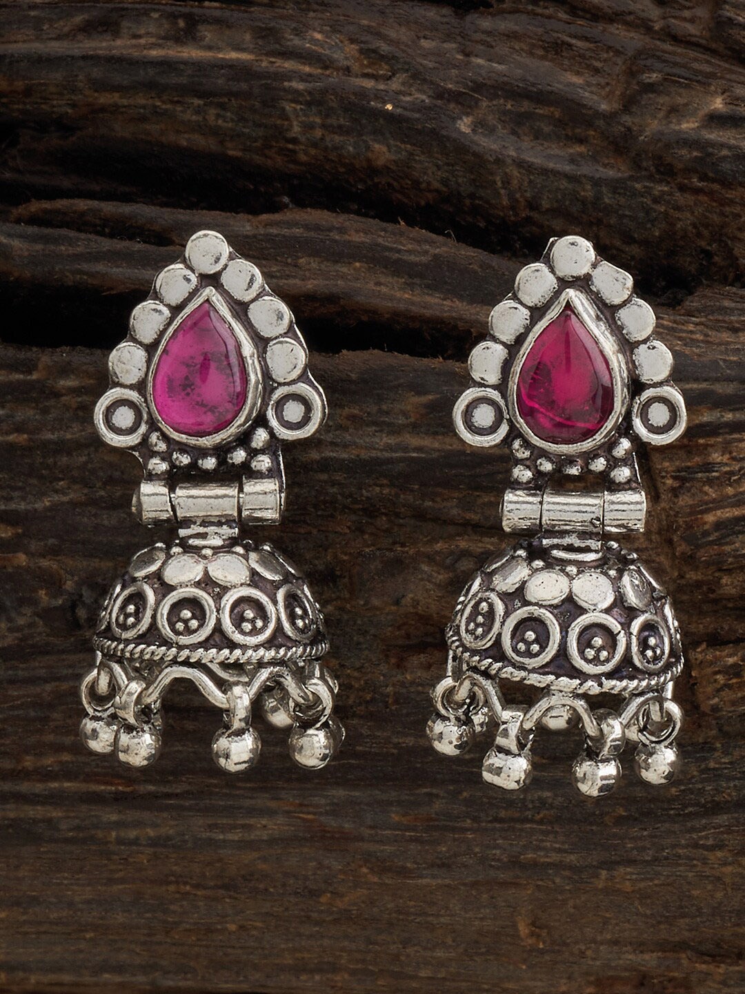 

Kushal's Fashion Jewellery 92.5 Pure Silver Rhodium Plated Jhumkas