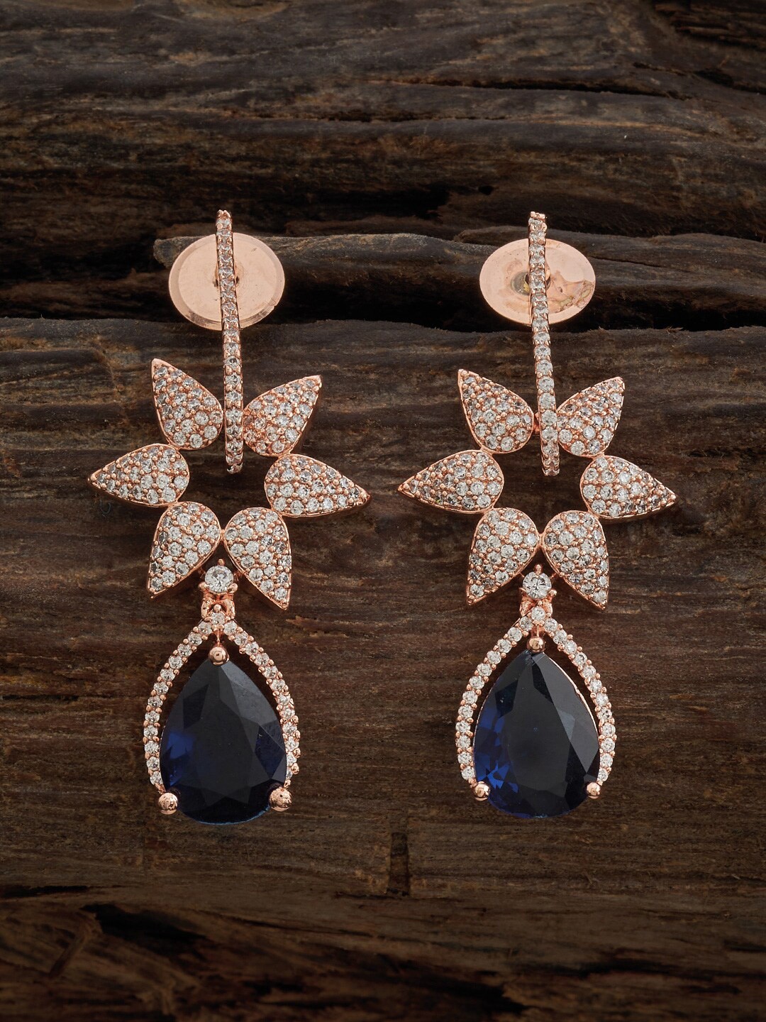 

Kushal's Fashion Jewellery Rose Gold-Plated Cubic Zirconia Studded Classic Drop Earrings