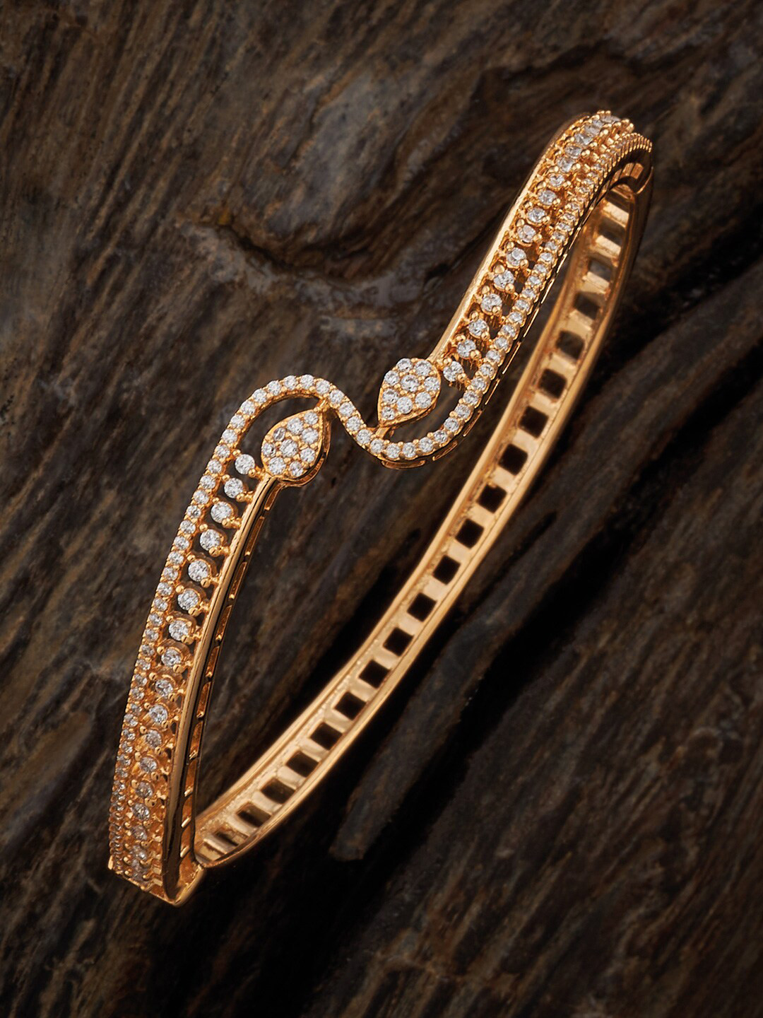 

Kushal's Fashion Jewellery Women Gold-Plated Cubic Zirconia Kada Bracelet