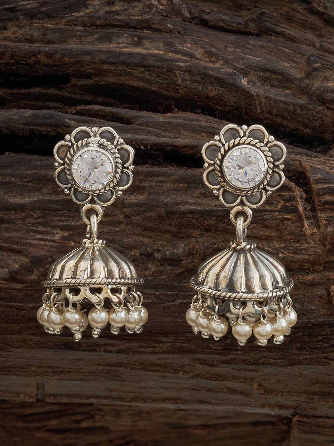 

Kushal's Fashion Jewellery Rhodium-Plated Classic Jhumkas, Silver