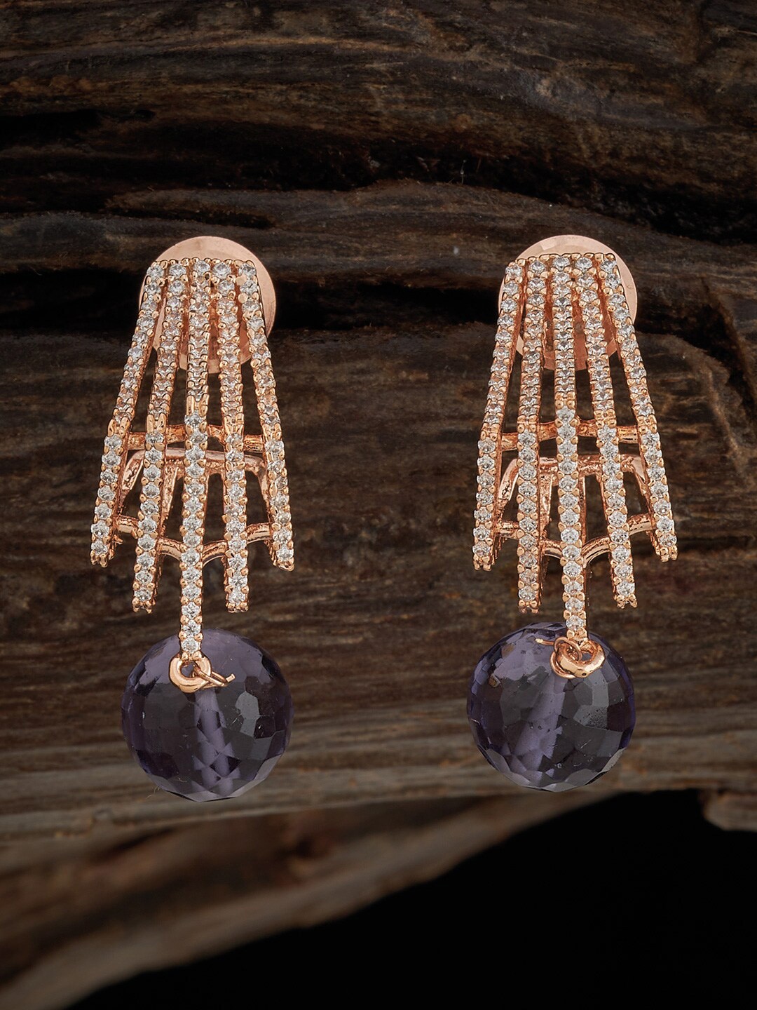 

Kushal's Fashion Jewellery Rose Gold-Plated Classic Drop Earrings, Lavender