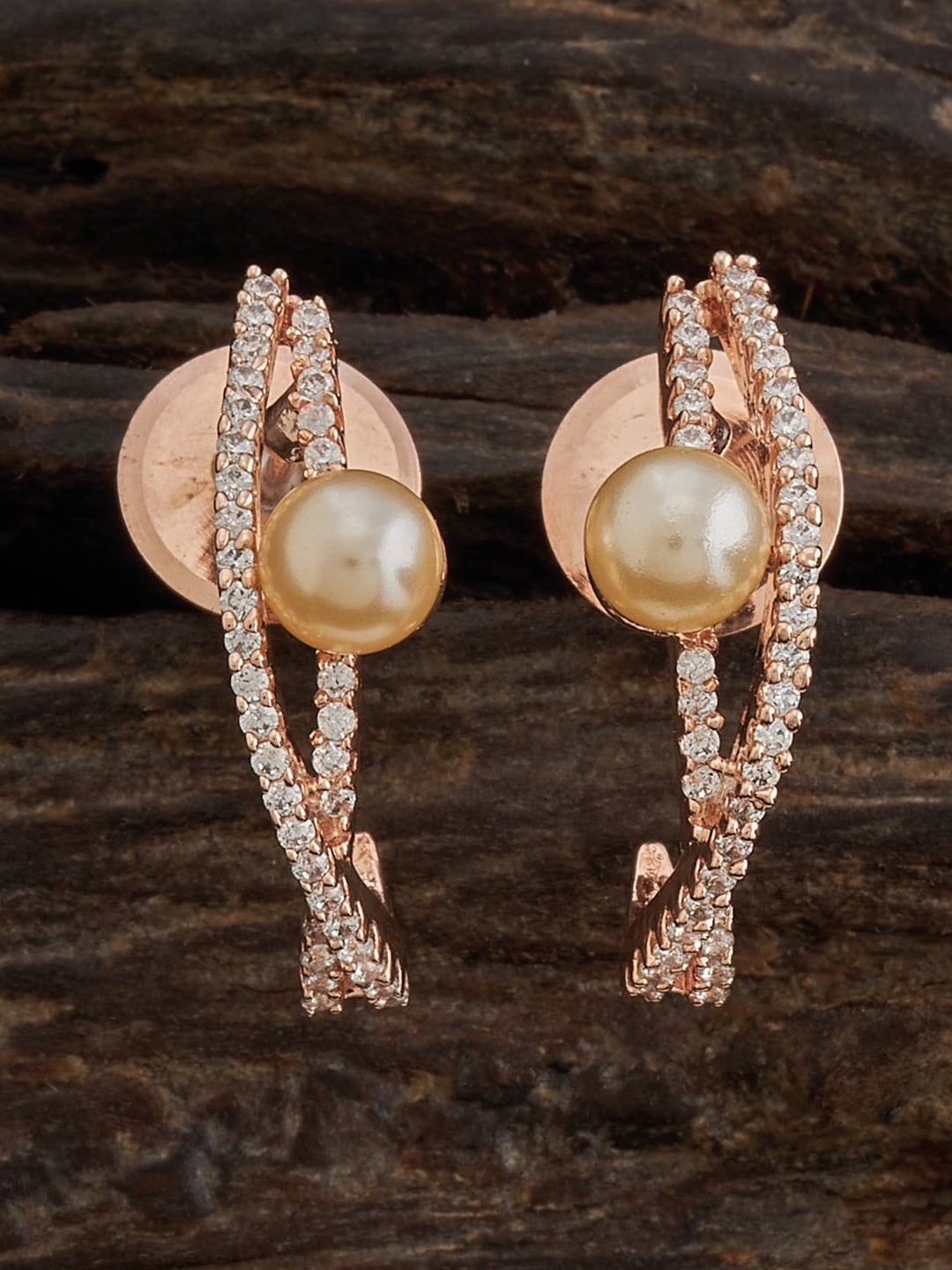 

Kushal's Fashion Jewellery Rose Gold-Plated Classic Studs Earrings, White