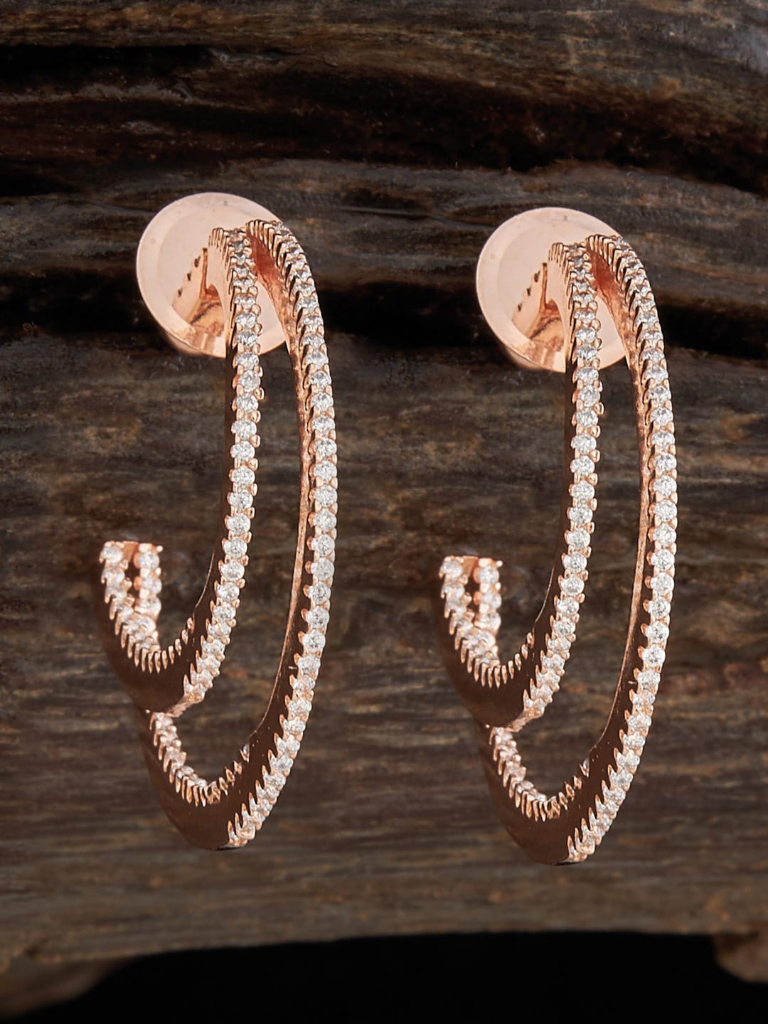 

Kushal's Fashion Jewellery Rose Gold Plated Half Hoop Earrings