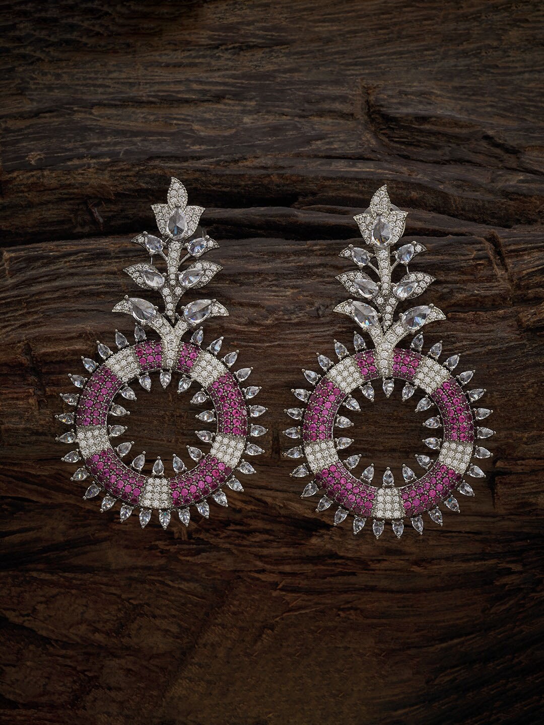 

Kushal's Fashion Jewellery Rhodium-Plated Cubic Zirconia Studded Drop Earrings, White