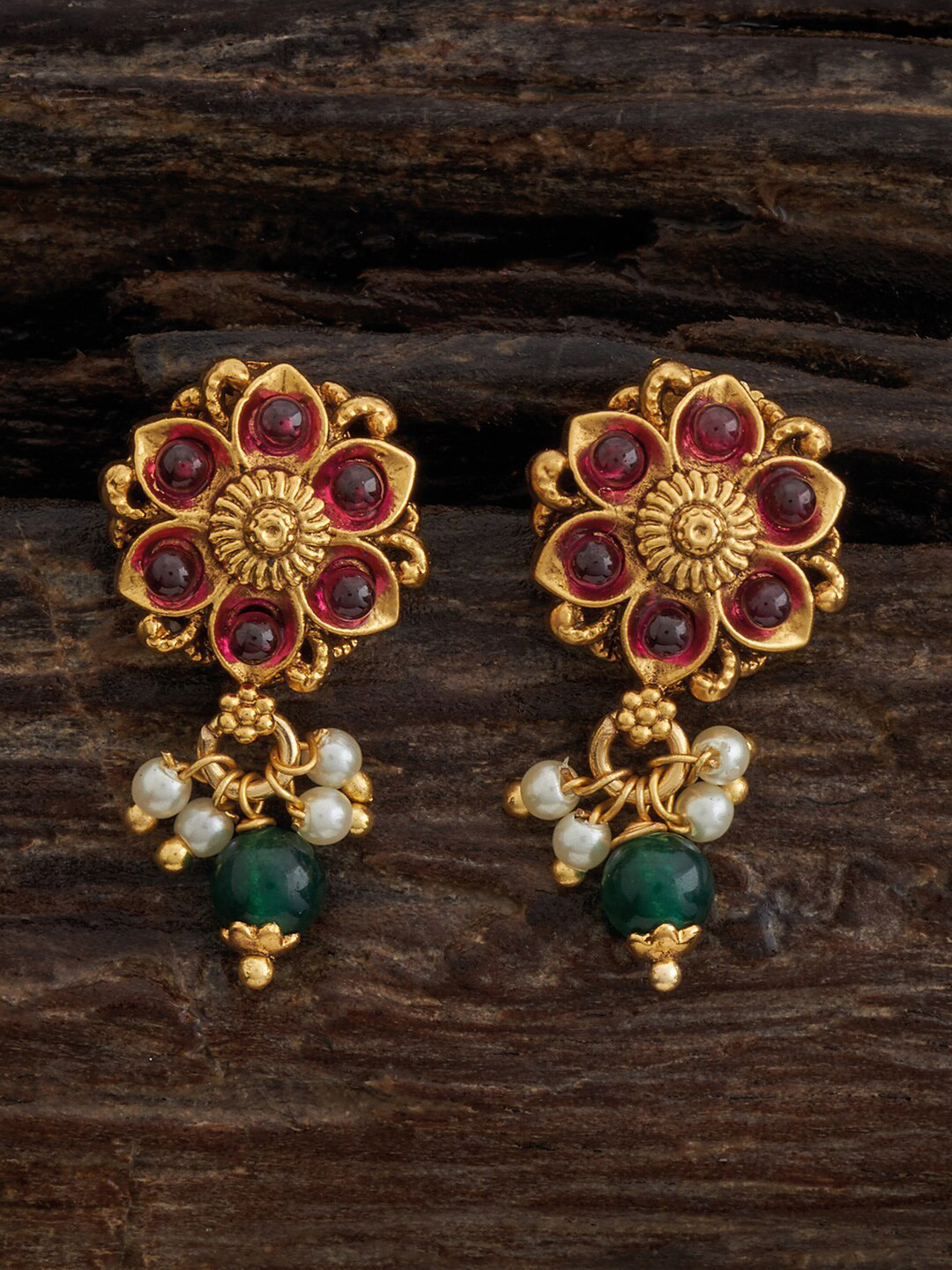 

Kushal's Fashion Jewellery Gold Plated Classic Stud Earrings, Red