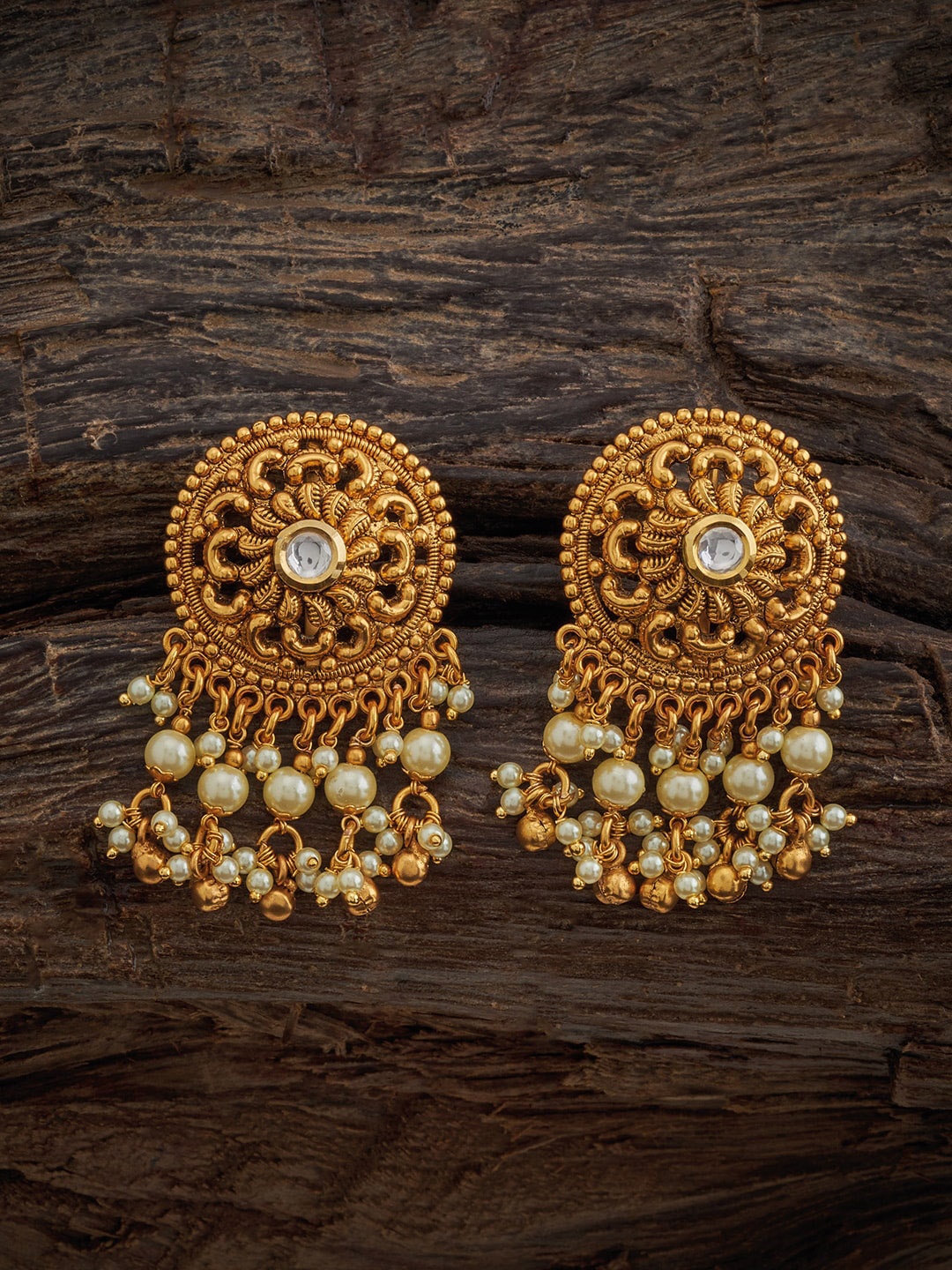

Kushal's Fashion Jewellery Gold Plated Classic Jhumkas, White
