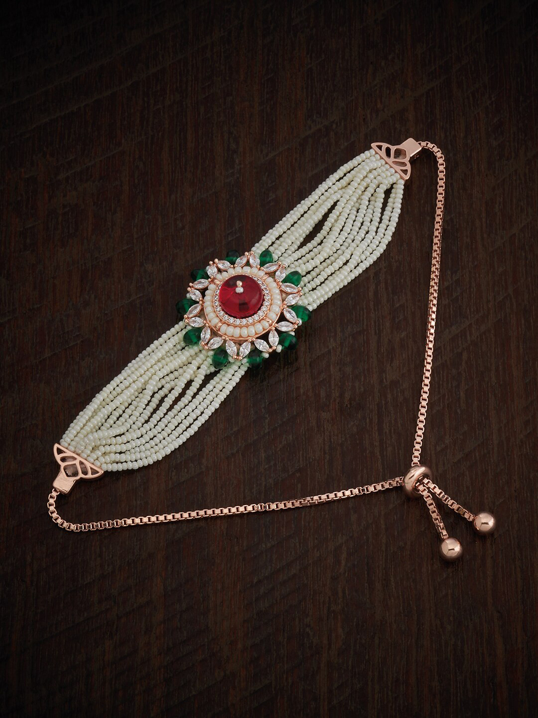 

Kushal's Fashion Jewellery Cubic Zirconia Rose Gold-Plated Armlet Bracelet