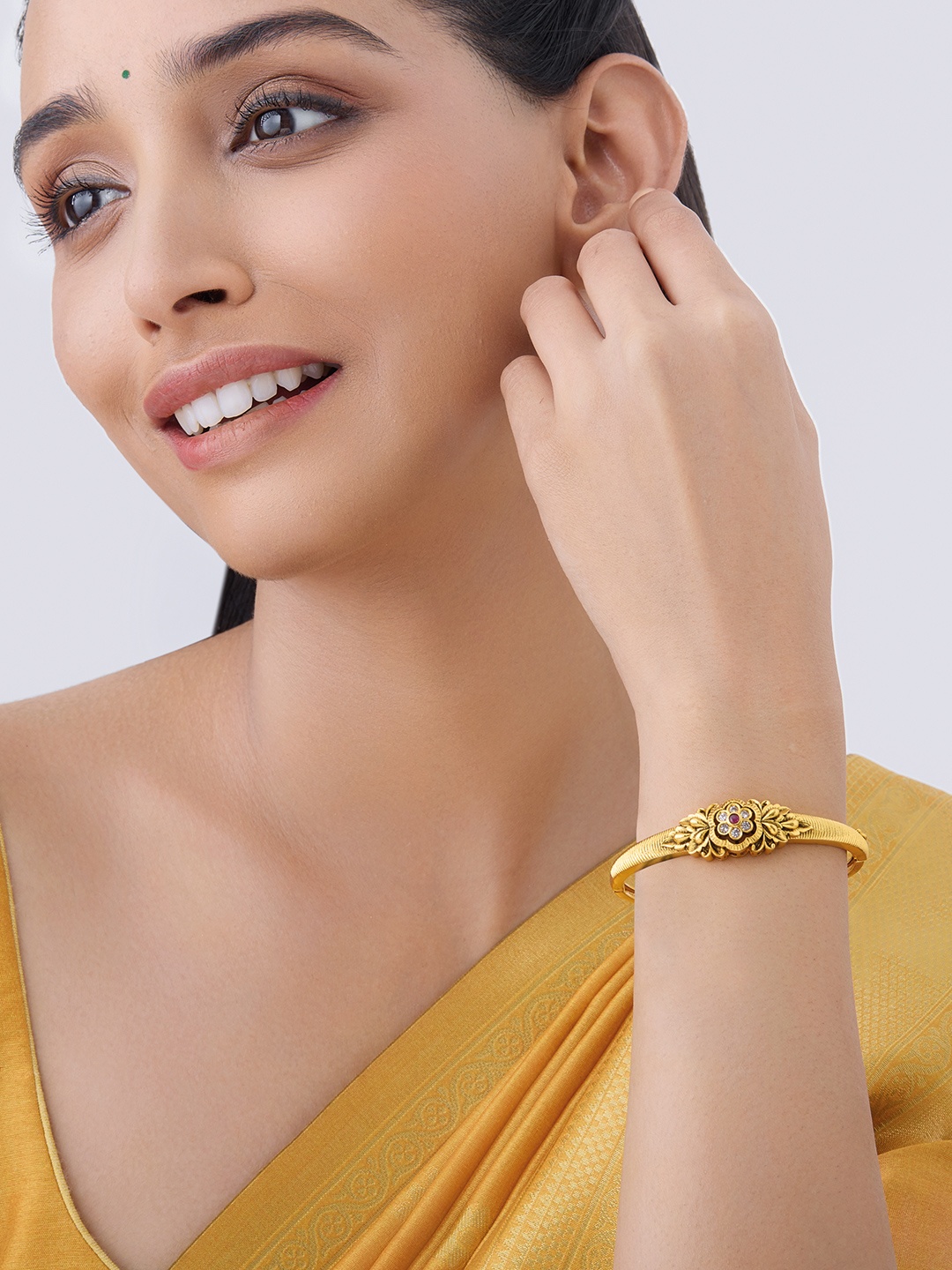 

Kushal's Fashion Jewellery Antique Gold-Plated Kada Bracelet