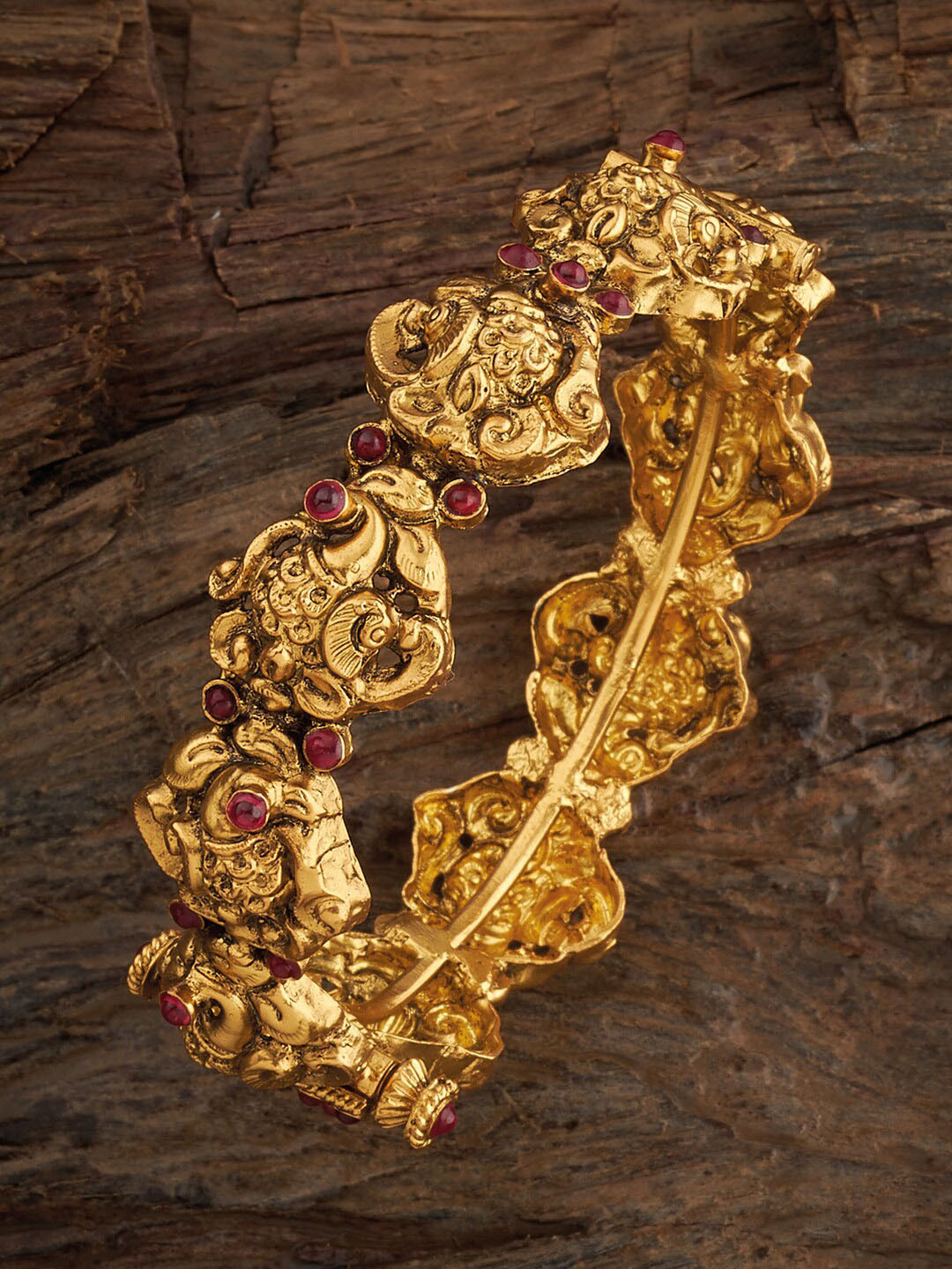 

Kushal's Fashion Jewellery Gold Plated 92.5 Pure Silver Stones Studded Ethnic Bangle