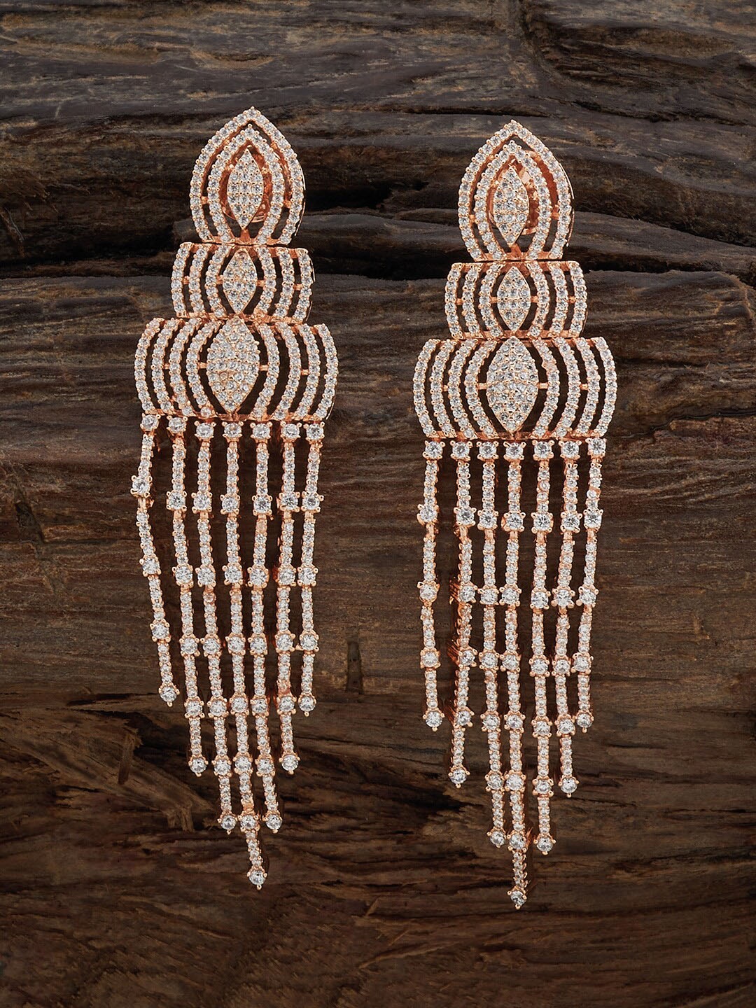 

Kushal's Fashion Jewellery Rose Gold-Plated Zircon Classic Drop Earrings
