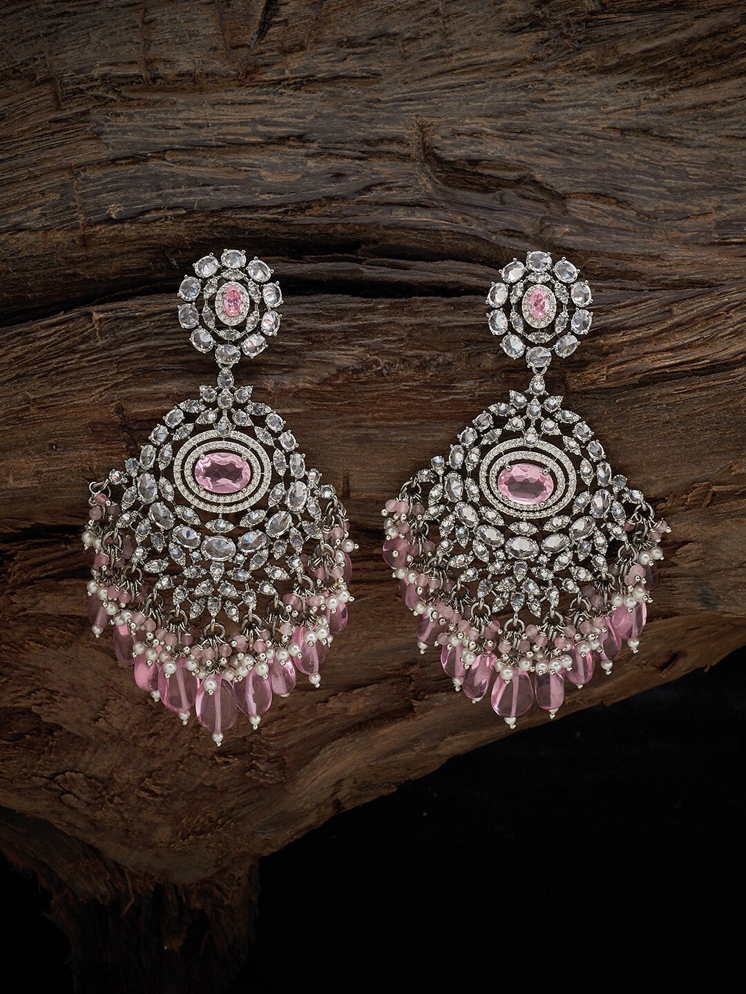 

Kushal's Fashion Jewellery Rhodium-Plated Zircon Classic Drop Earrings, Silver