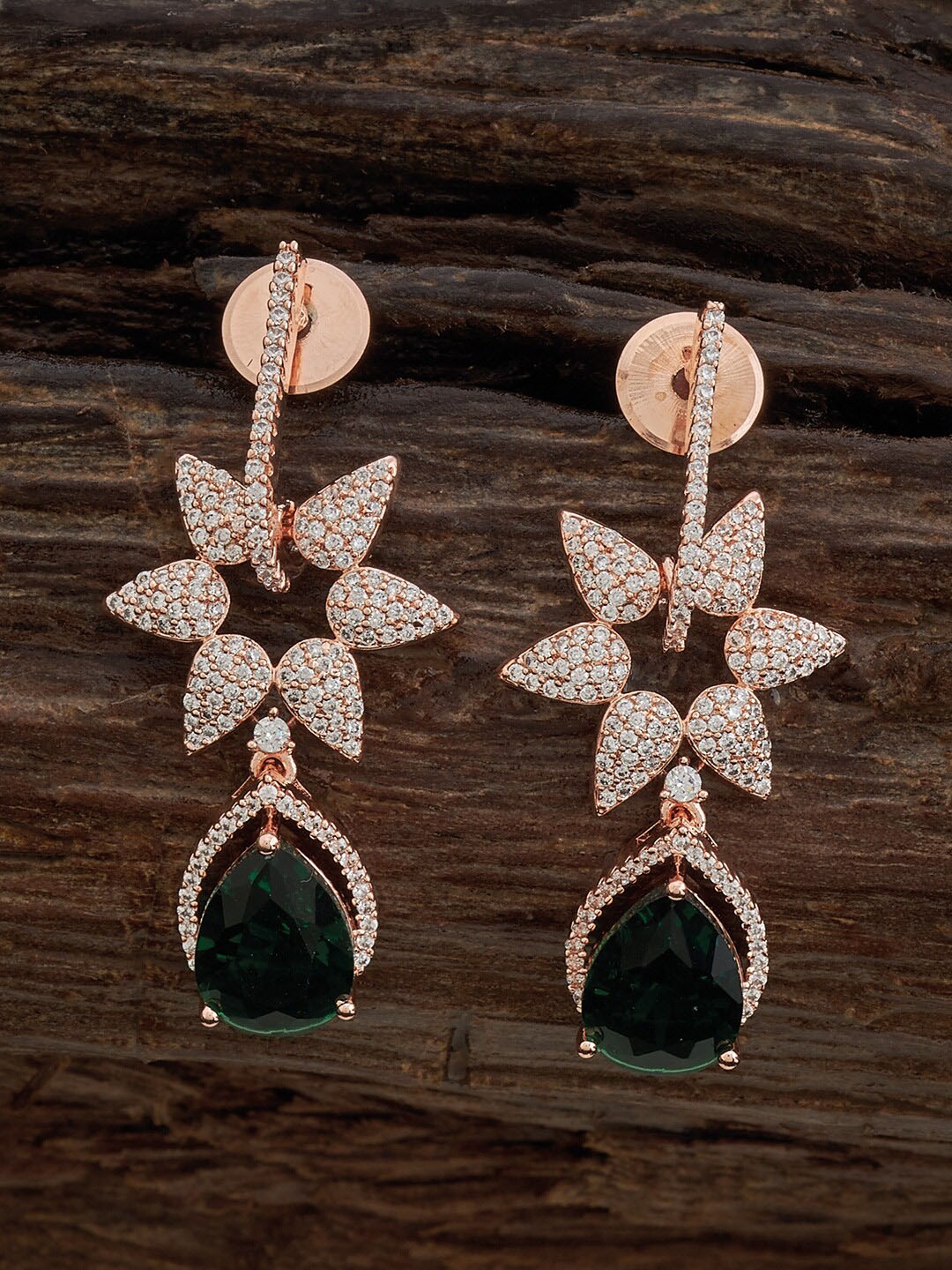 

Kushal's Fashion Jewellery Rose Gold-Plated Cubic Zirconia Studded Classic Drop Earrings