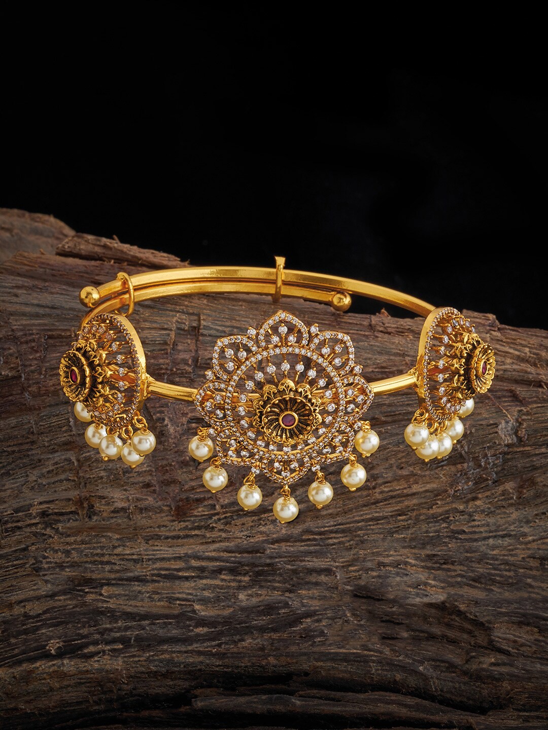 

Kushal's Fashion Jewellery Antique Gold-Plated Armlet Bracelet