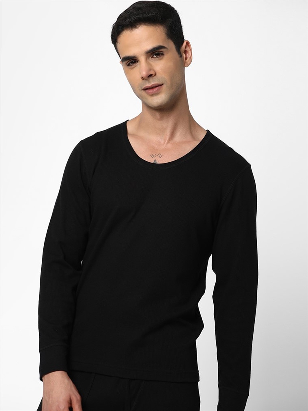

Cotstyle Long Sleeves Cotton Thermal Top, Black