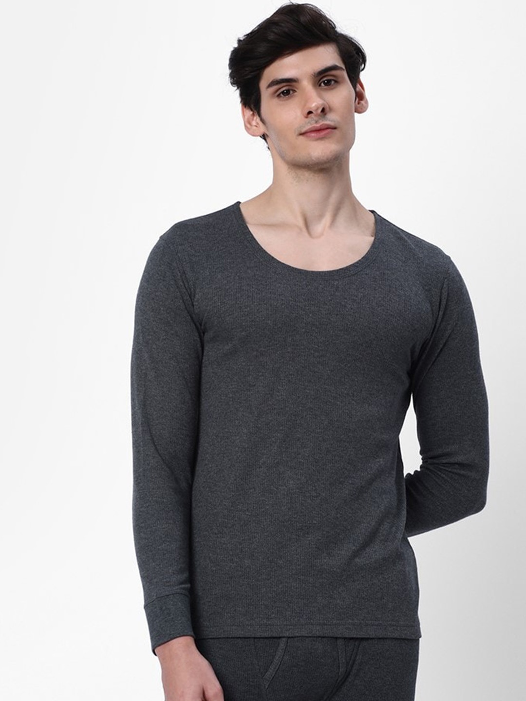 

Cotstyle Long Sleeves Cotton Thermal Top, Charcoal