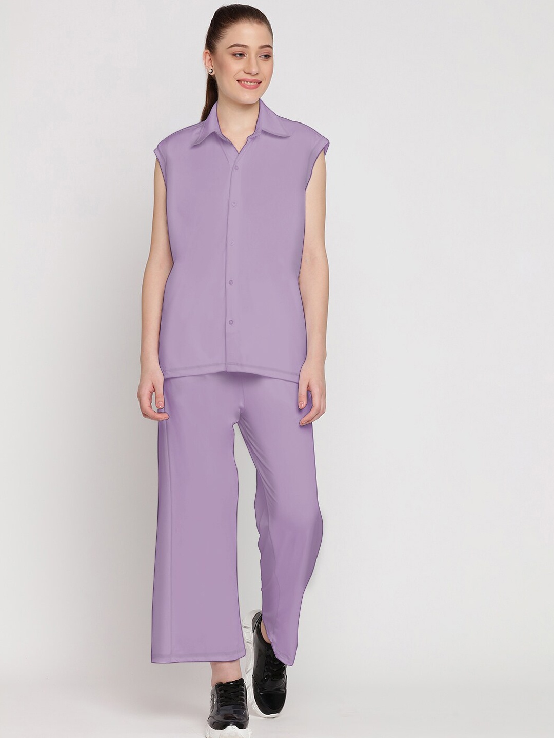 

Wearjukebox Shirt & Trousers Co-Ord, Purple
