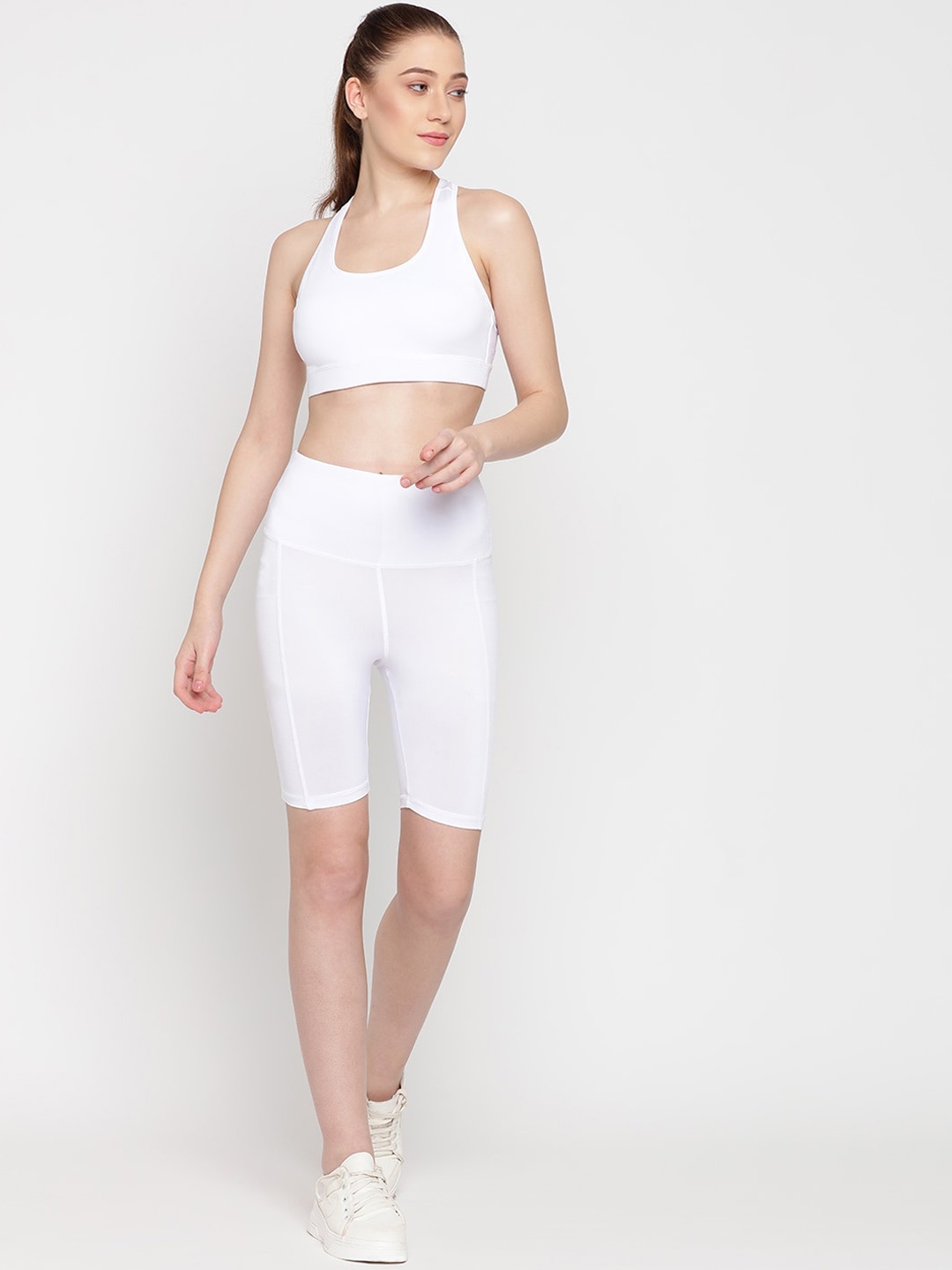 

Wearjukebox High-Rise Skin Friendly Sports Bra & Tights, White