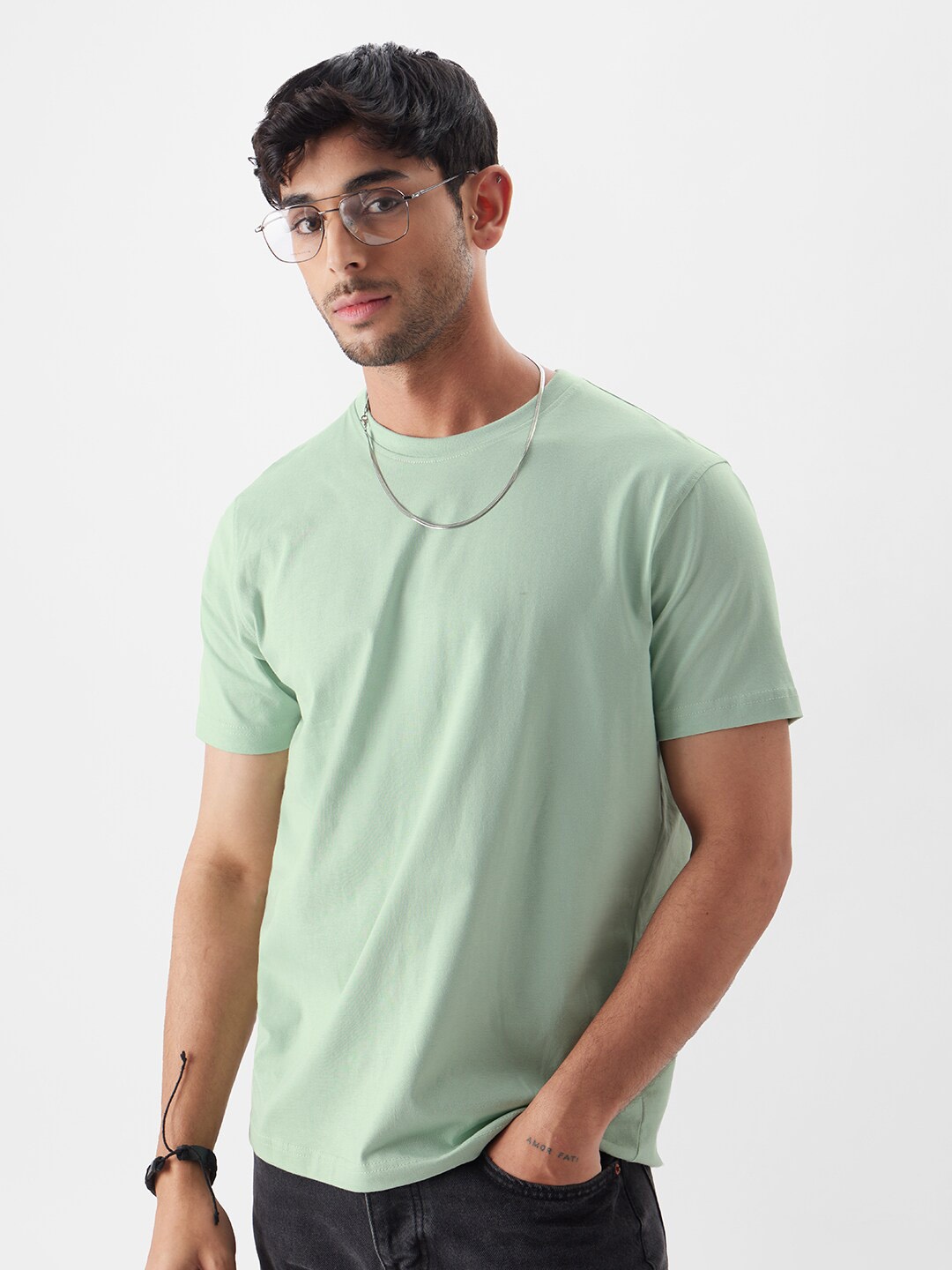 

The Souled Store Round Neck Cotton T-shirt, Green