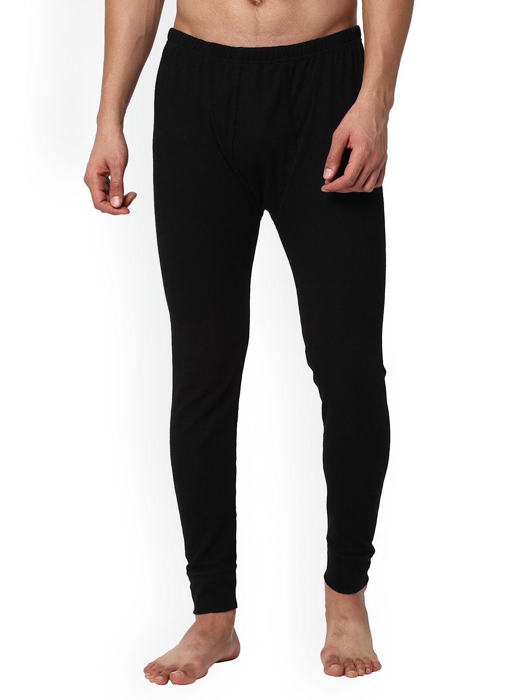 

Cotstyle Men Ribbed Thermal Bottoms, Black