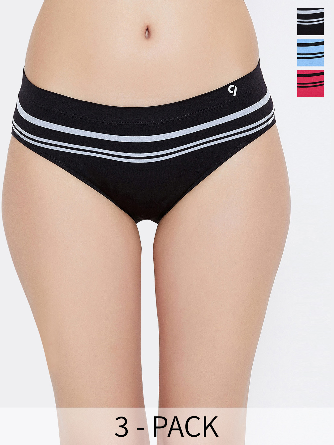 

C9 AIRWEAR Seamless Pack Of 3 Striped Bikini Briefs, Black